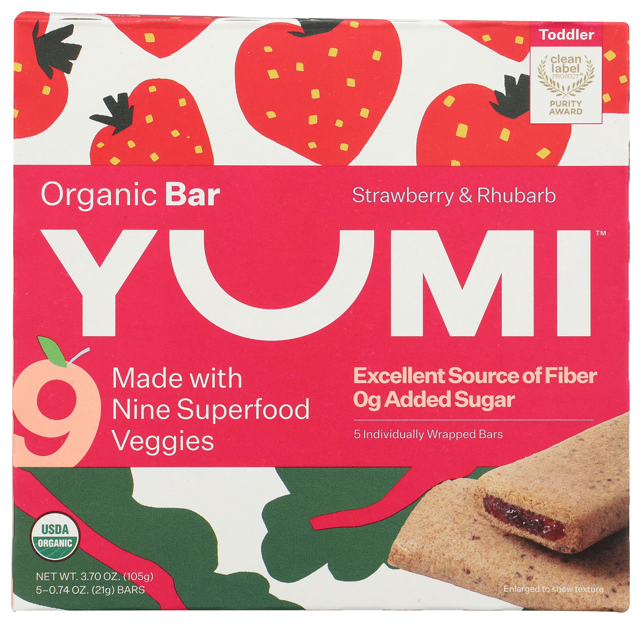 Yumi, Bars Toddler Strawberry Rhubarb Organic, 3.7 Ounce