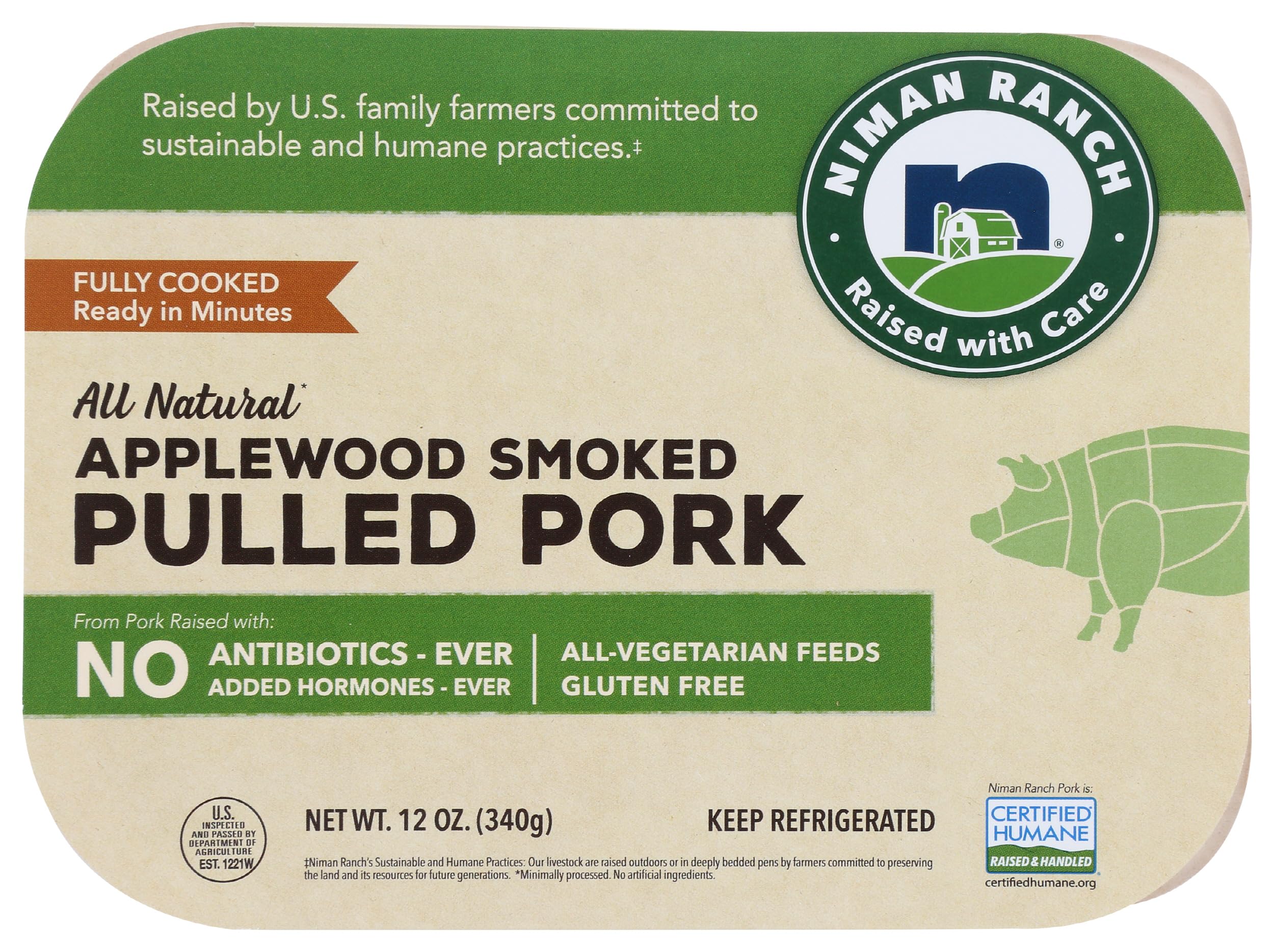 Pork Pulled Smoked No Sauce, 12 Ounce