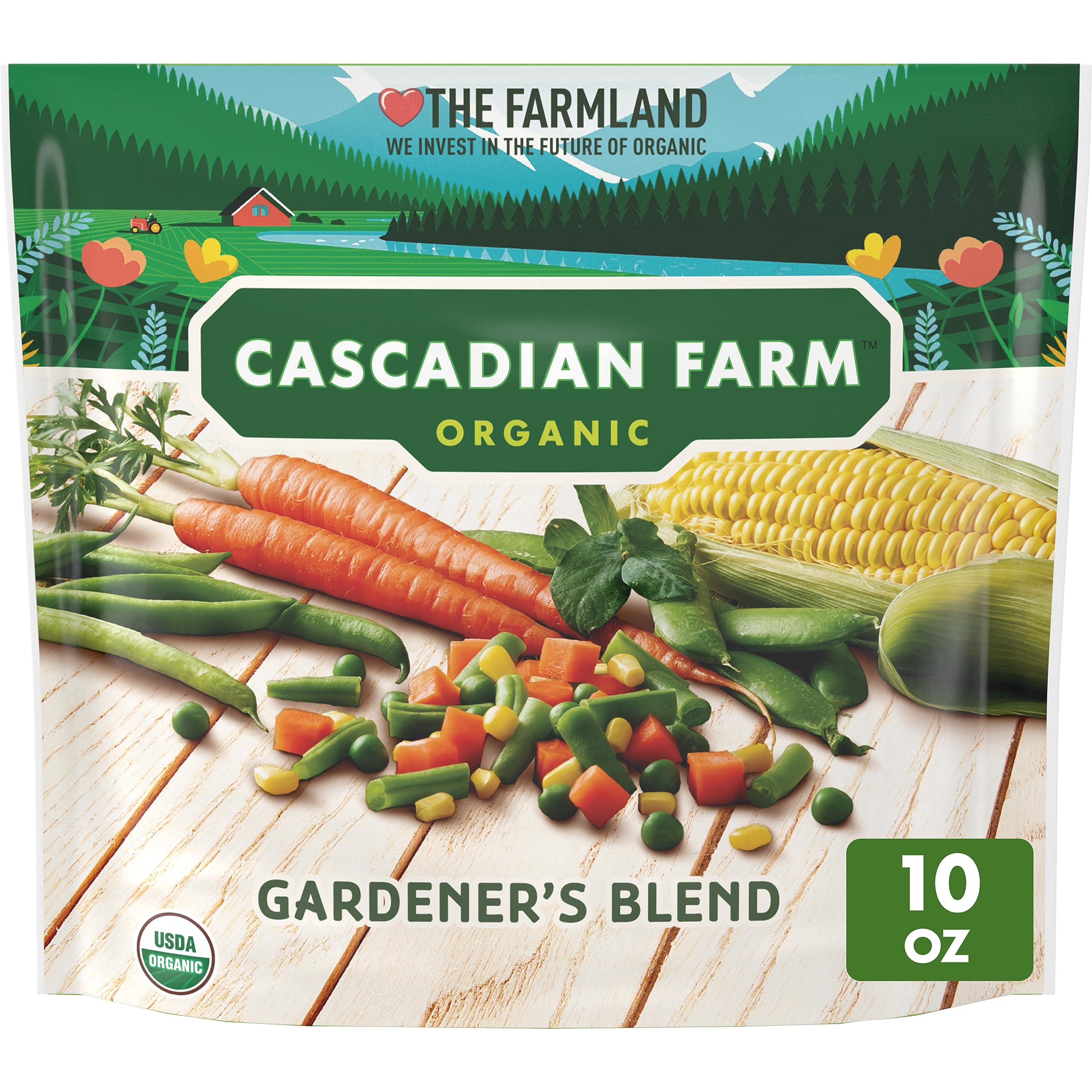 Cascadian Farm Organic Gardener's Blend, Frozen Vegetables, 10 oz | Corn, Carrots, Peas & Green Beans Blend, USDA Organic, Stovetop or Microwave Ready, Great for Casseroles or as a Side