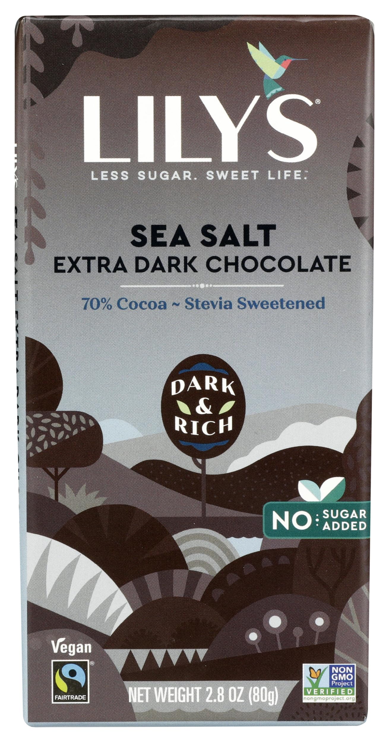 Lily's Sweets, 70% Cocoa Extra Dark Chocolate - Sea Salt Bar, 2.8 Ounce