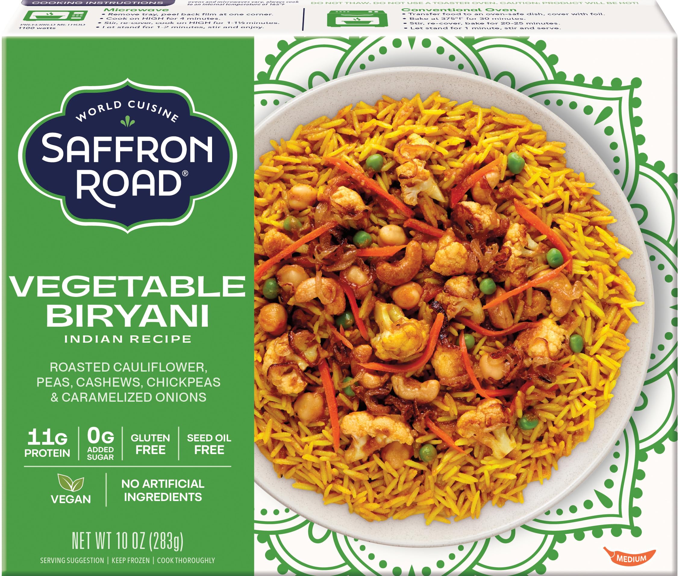 Saffron Road Frozen Vegetable Biryani – Seed Oil Free, No Artificial Ingredients, Gluten-Free, Vegan – 10 Ounce