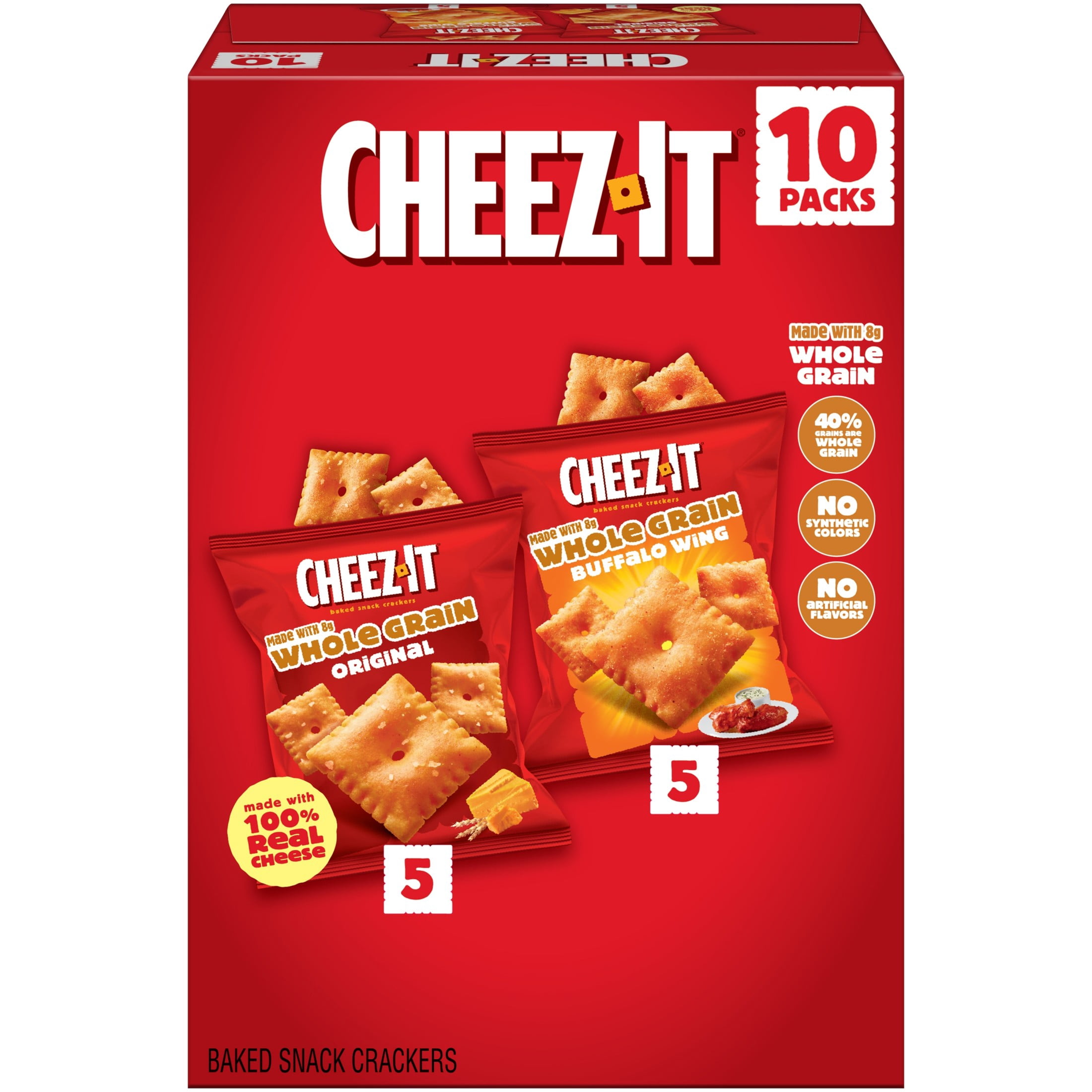 Cheez-It Variety Pack Baked Snack Crackers, Made with Whole Grain, 10 Count