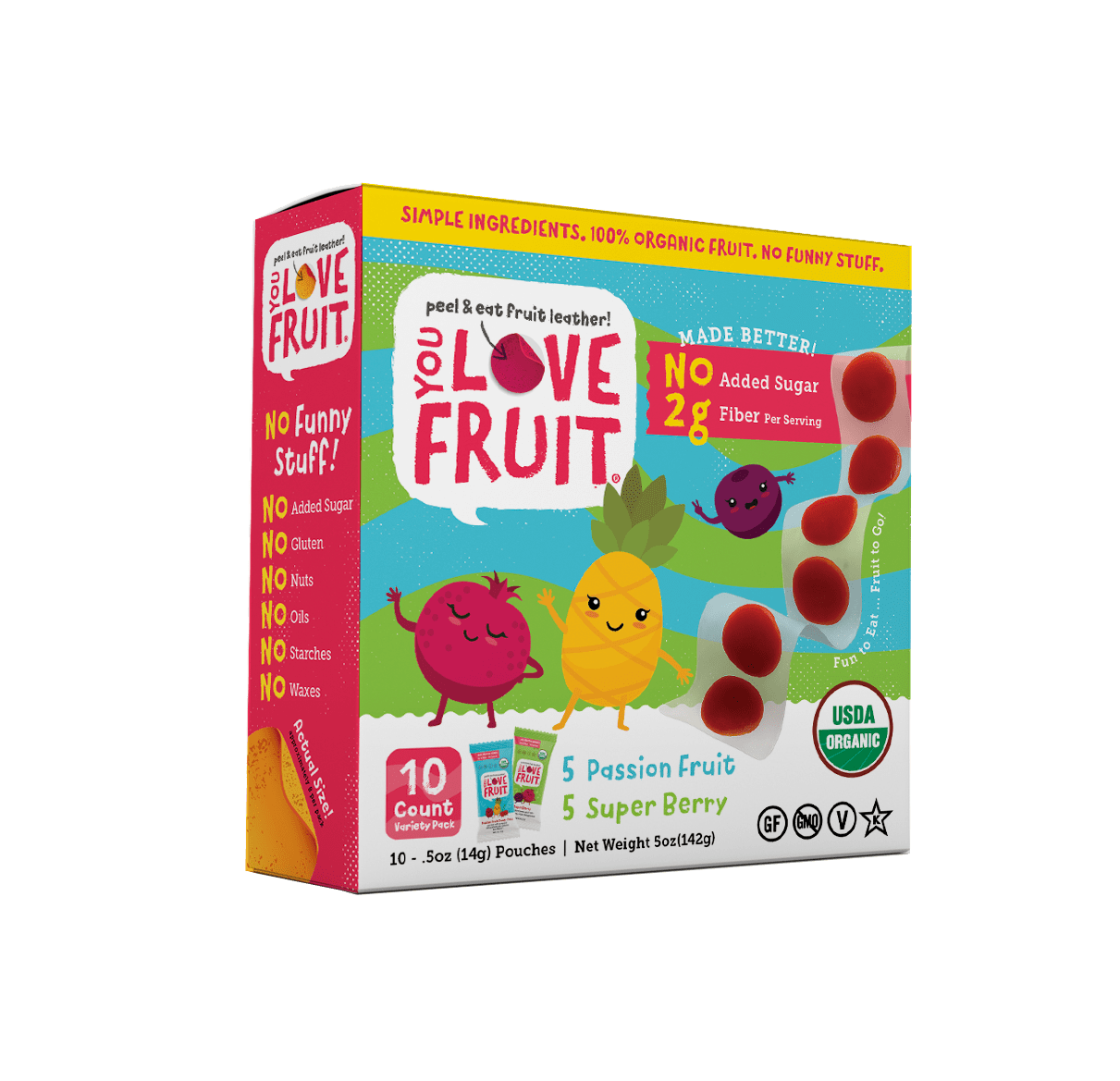 You Love Fruit Peel and Eat Berry Passion Fruit Leather Snacks, 10 Count