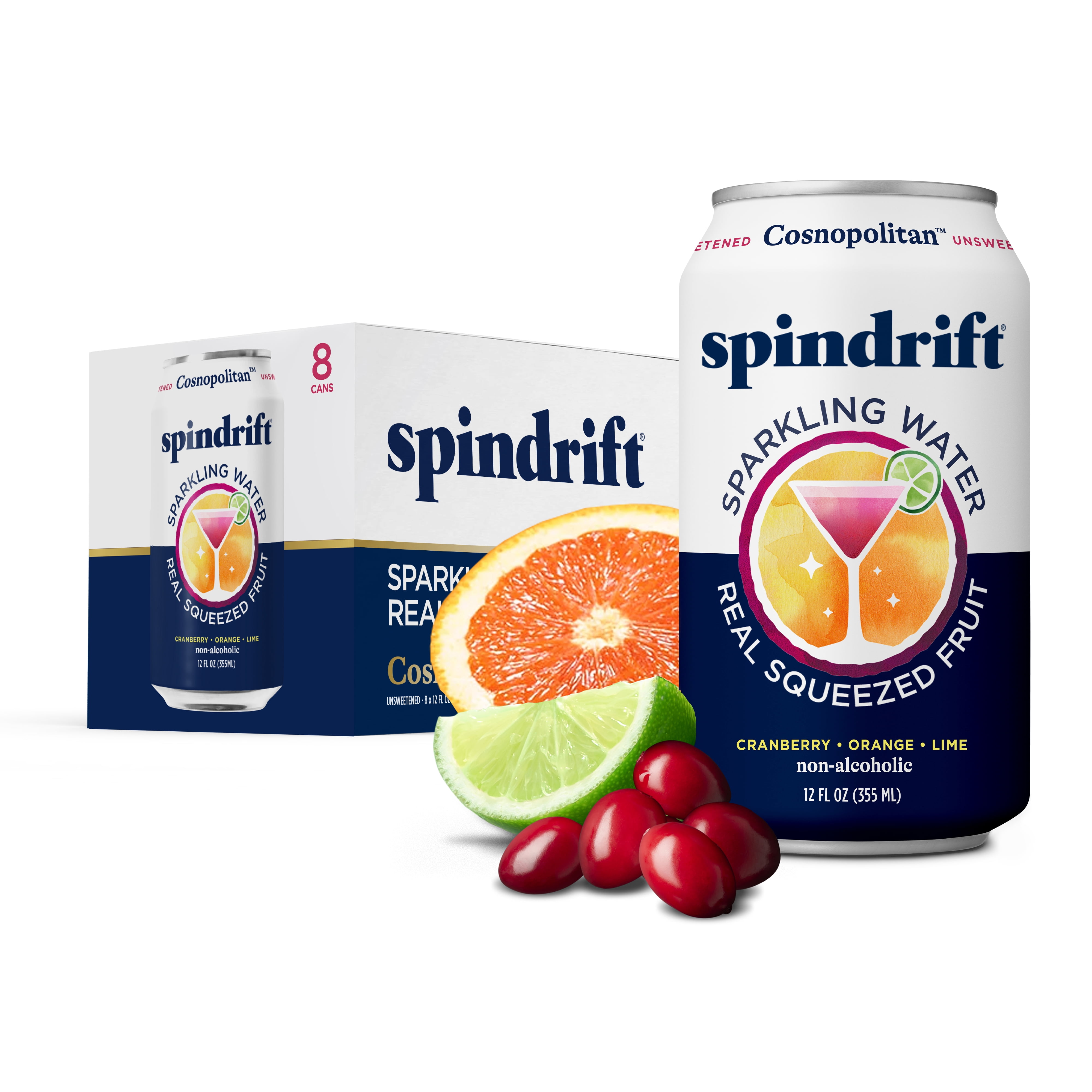 Spindrift Cosnopolitan Sparkling Water - Refreshing Beverage with Real Fruit Flavors