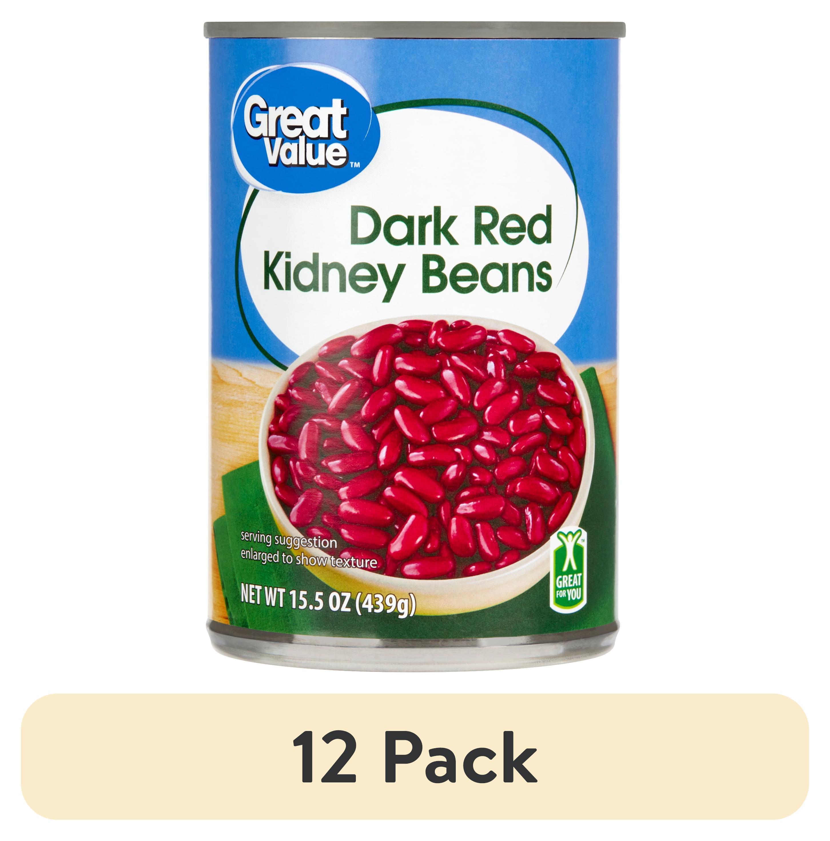 (12 pack) Great Value Dark Red Kidney Beans, 15.5 oz