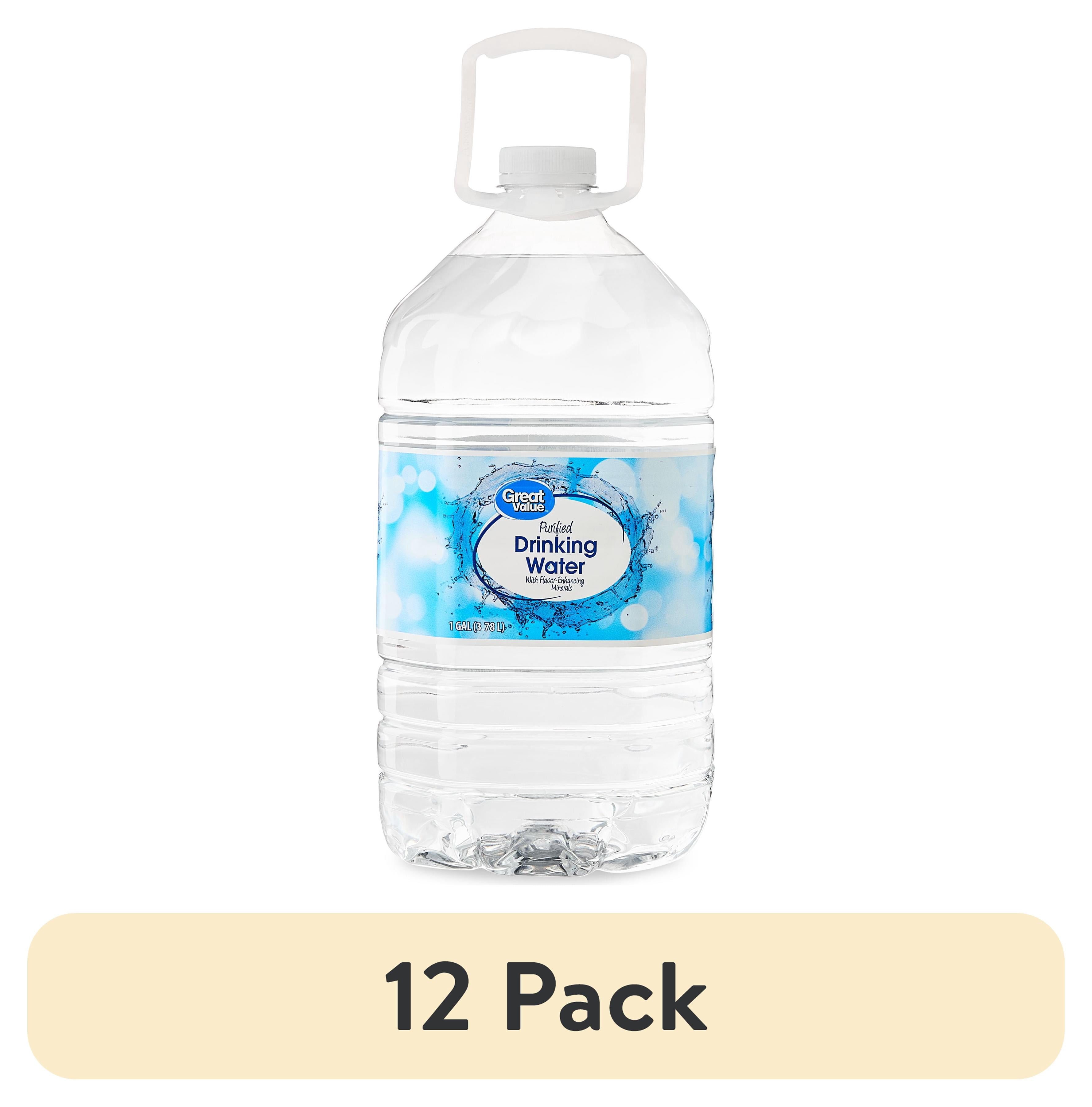 (12 pack) Great Value Purified Drinking Water, PET 1 Gallon bottle
