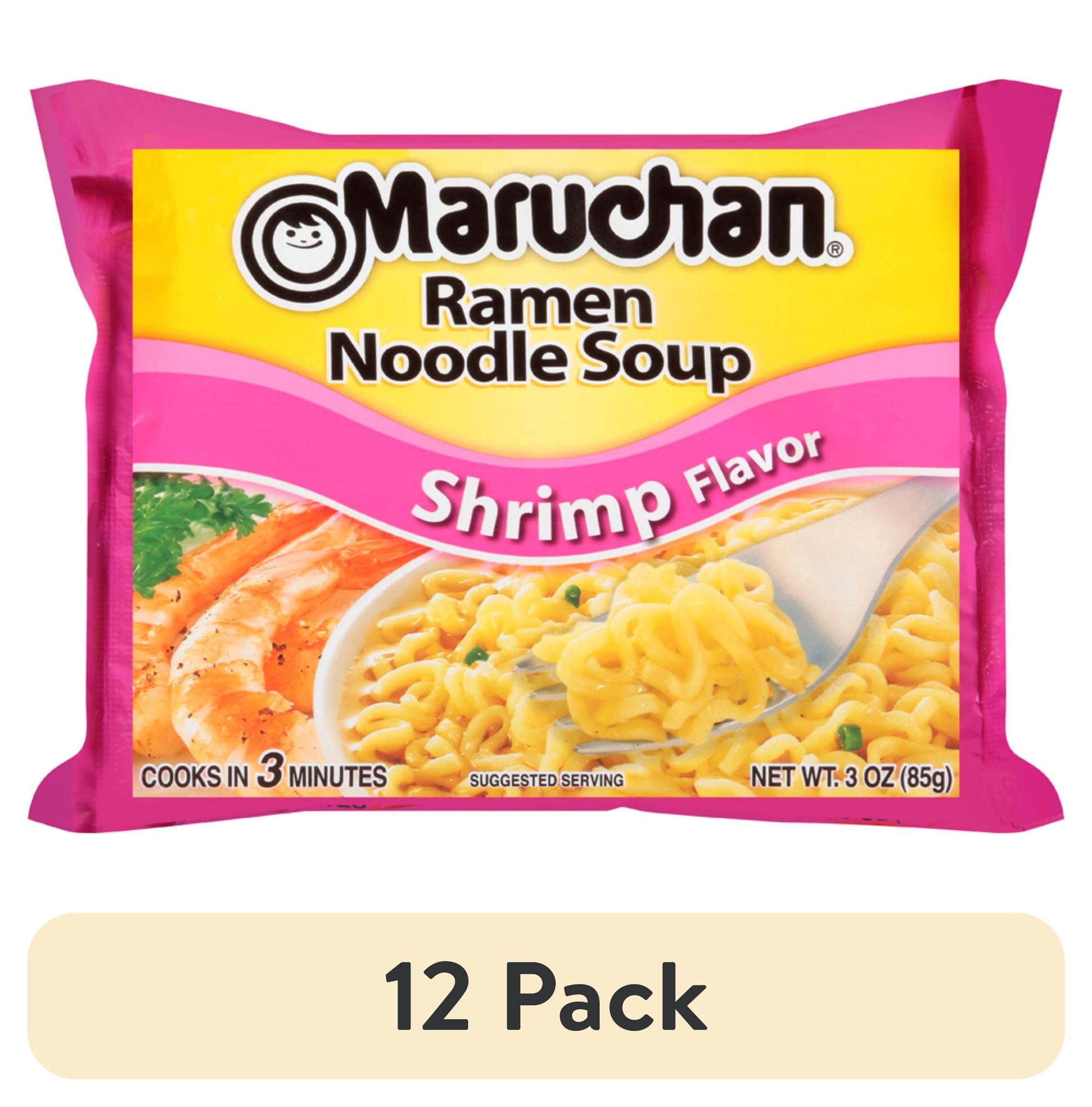 (12 pack) Maruchan Ramen Noodle Soup, Shrimp Flavor Instant Noodles, 3 oz