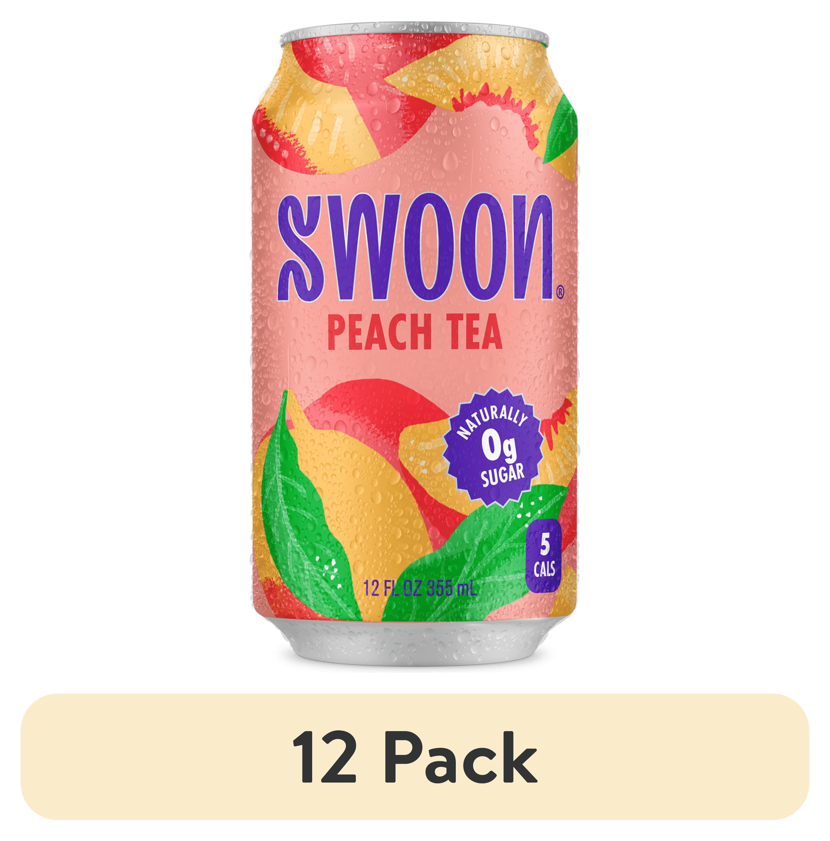 (12 pack) Swoon Zero Sugar Peach Tea, 5 Calories, Sugar Free, 12 fl oz Can