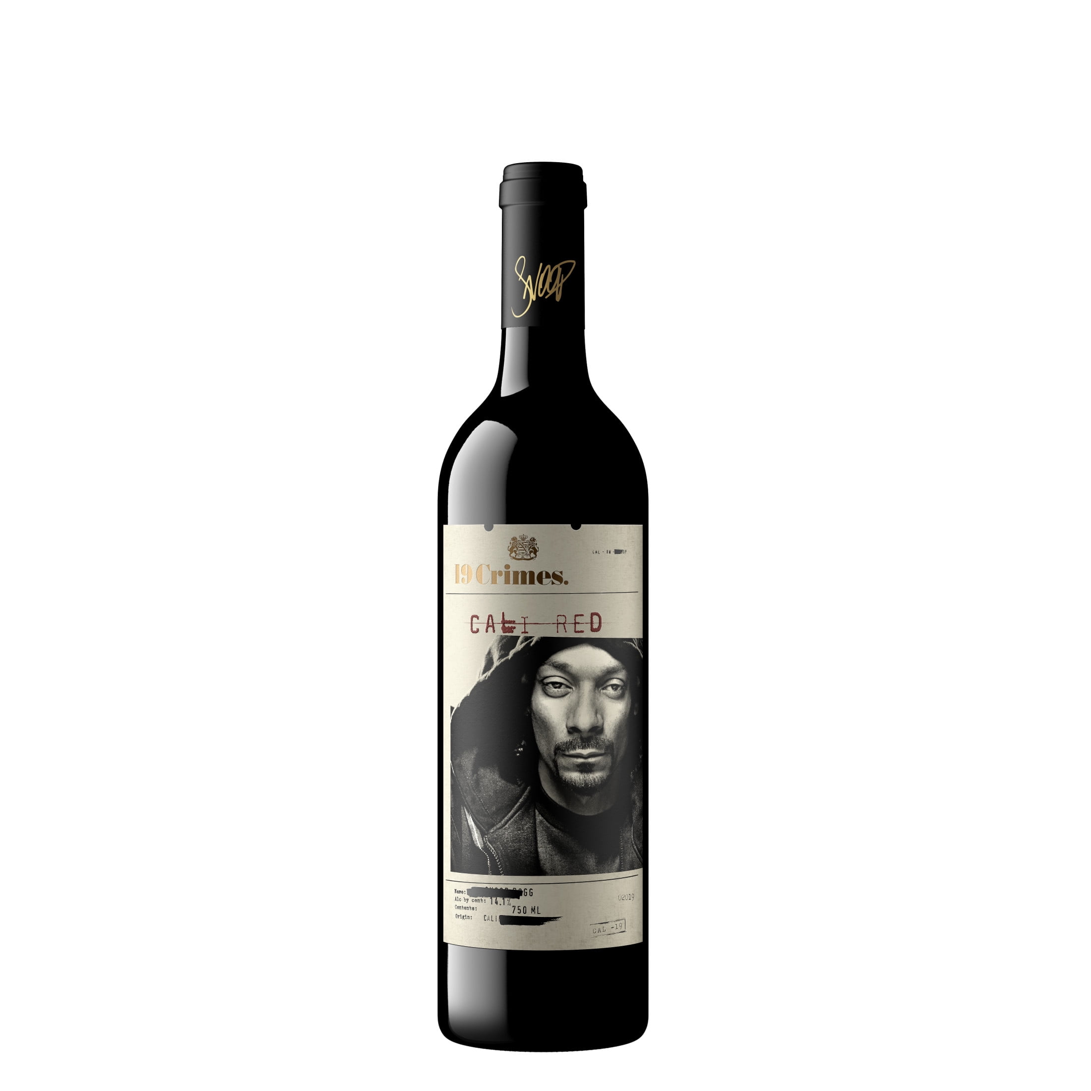 19 Crimes Snoop Dogg Cali Red California Red Wine, 750ml Glass wine bottle, 14.1 % ABV