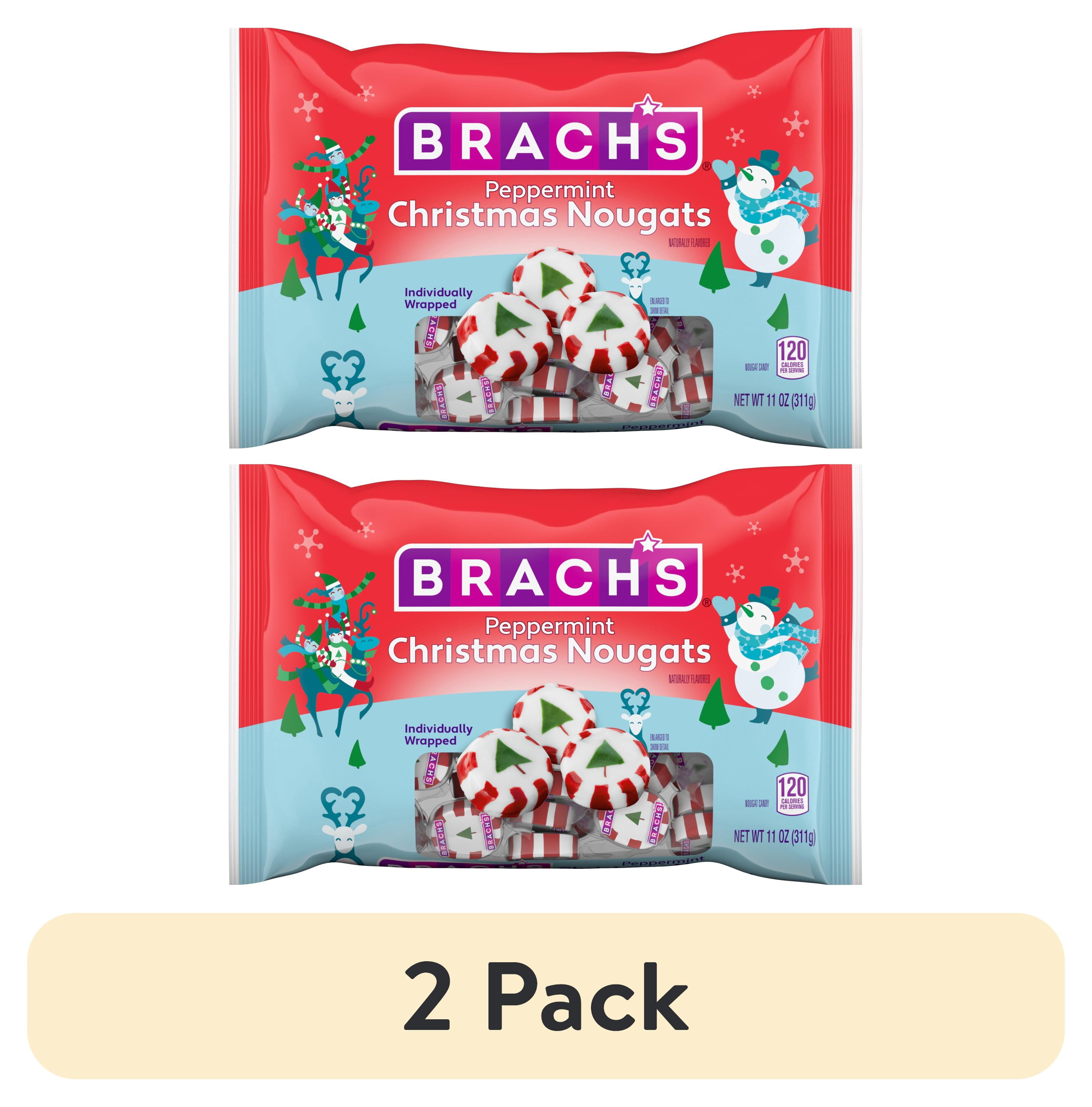 (2 pack) Brach's Peppermint Christmas Nougats, Individually Wrapped Mixed Flavor, Christmas Candy, 11 oz