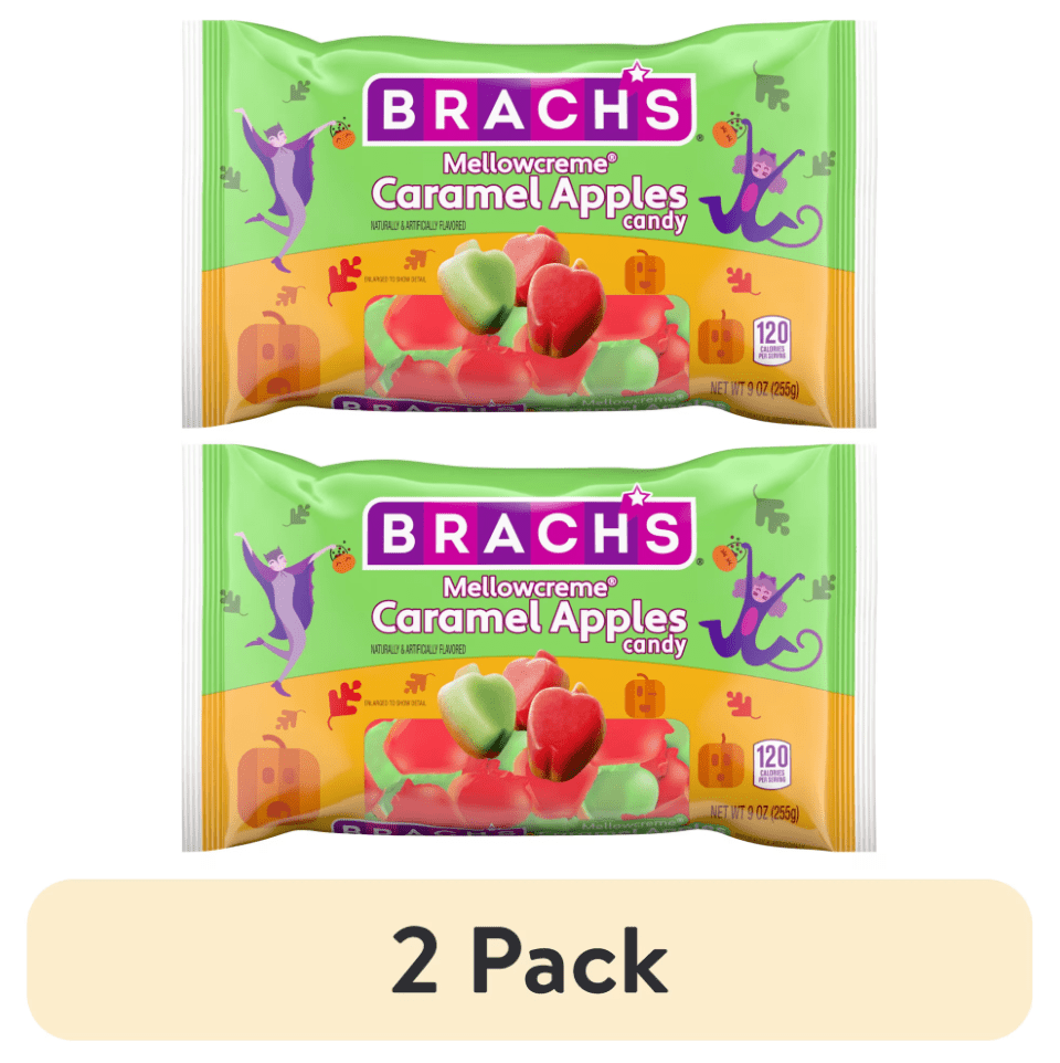 (2 pack) Brachs Mellowcreme Caramel Apple Candy, Halloween Candy, 9 oz Bag