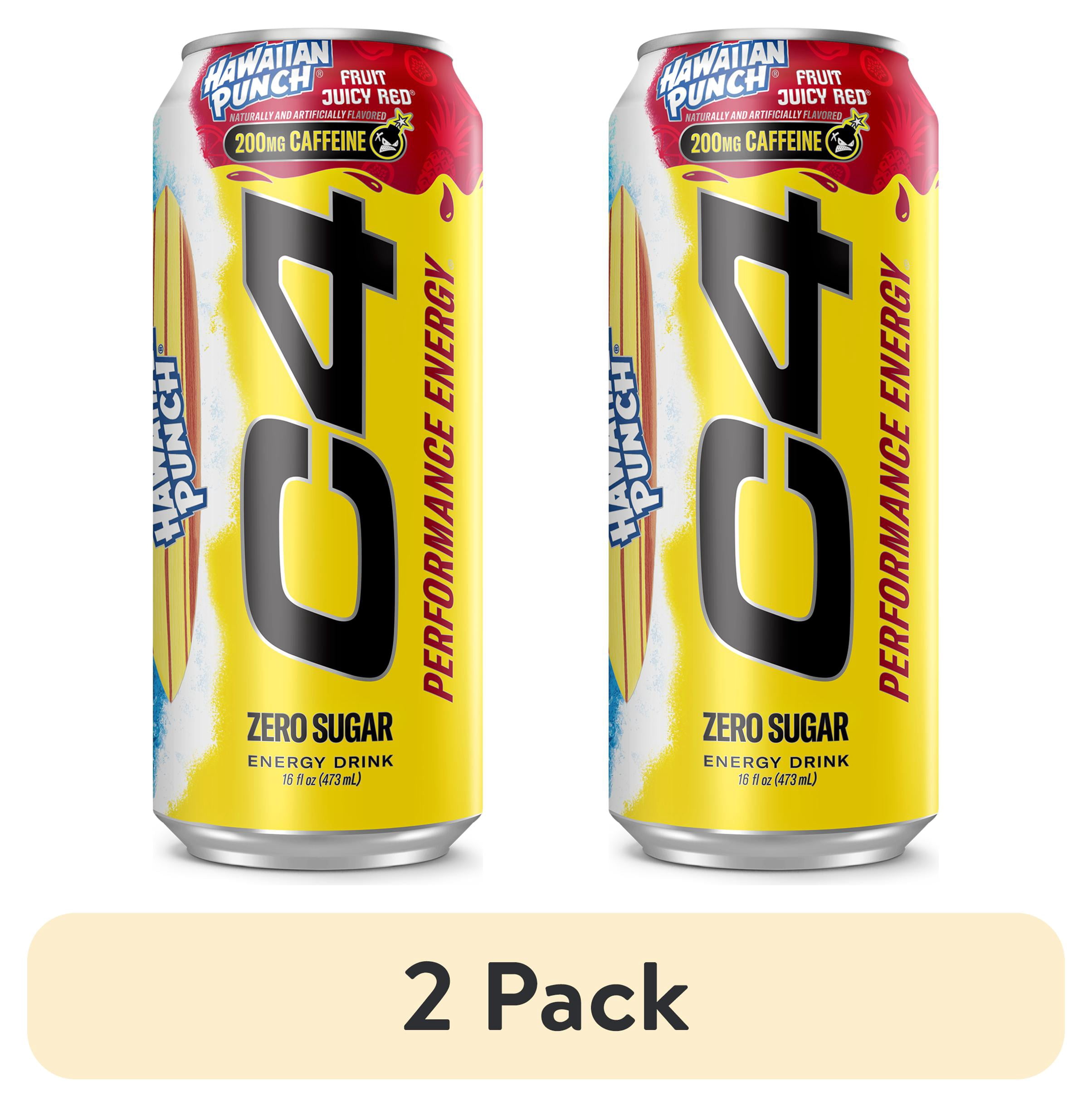 (2 pack) C4 Performance Energy Drink, Hawaiian Punch, 16 fl oz Single Can