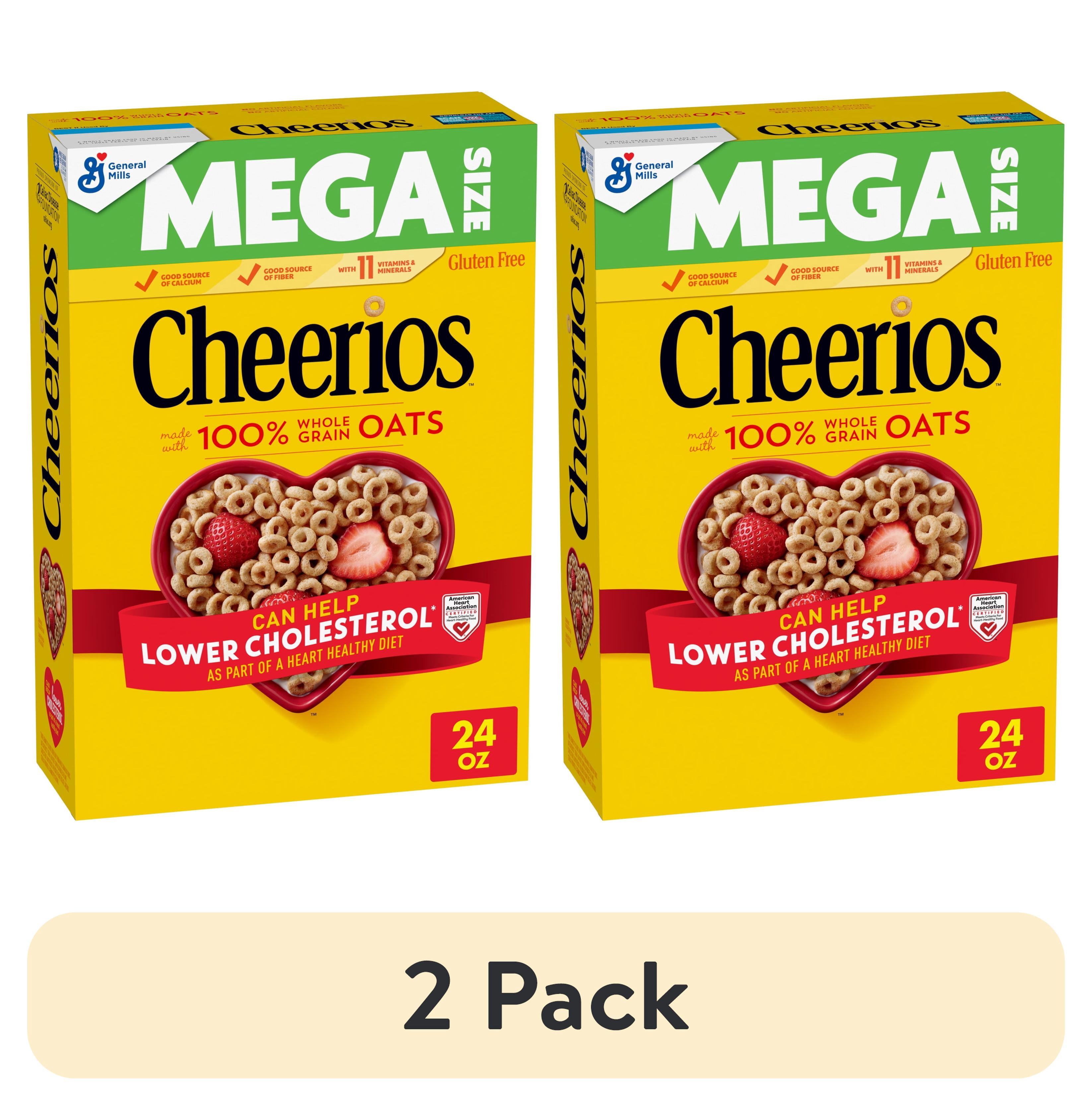 (2 pack) Cheerios, Heart Healthy Gluten Free Breakfast Cereal, Mega Size, 24 oz