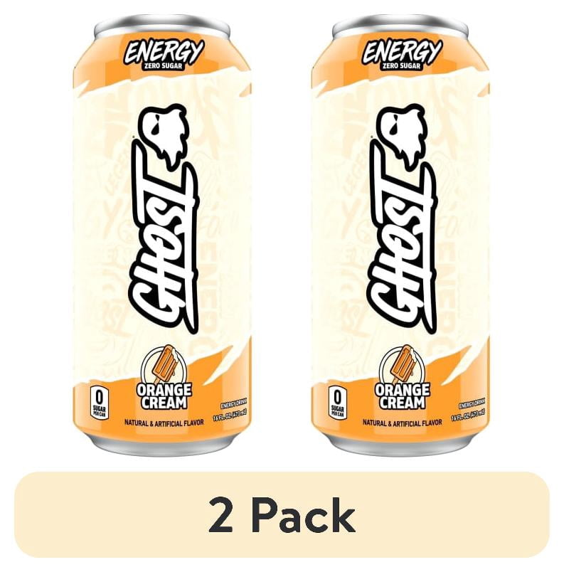 (2 pack) GHOST ENERGY Zero Sugar Energy Drink, Orange Cream, 200mg Natural Caffeine, 16 fl oz Can