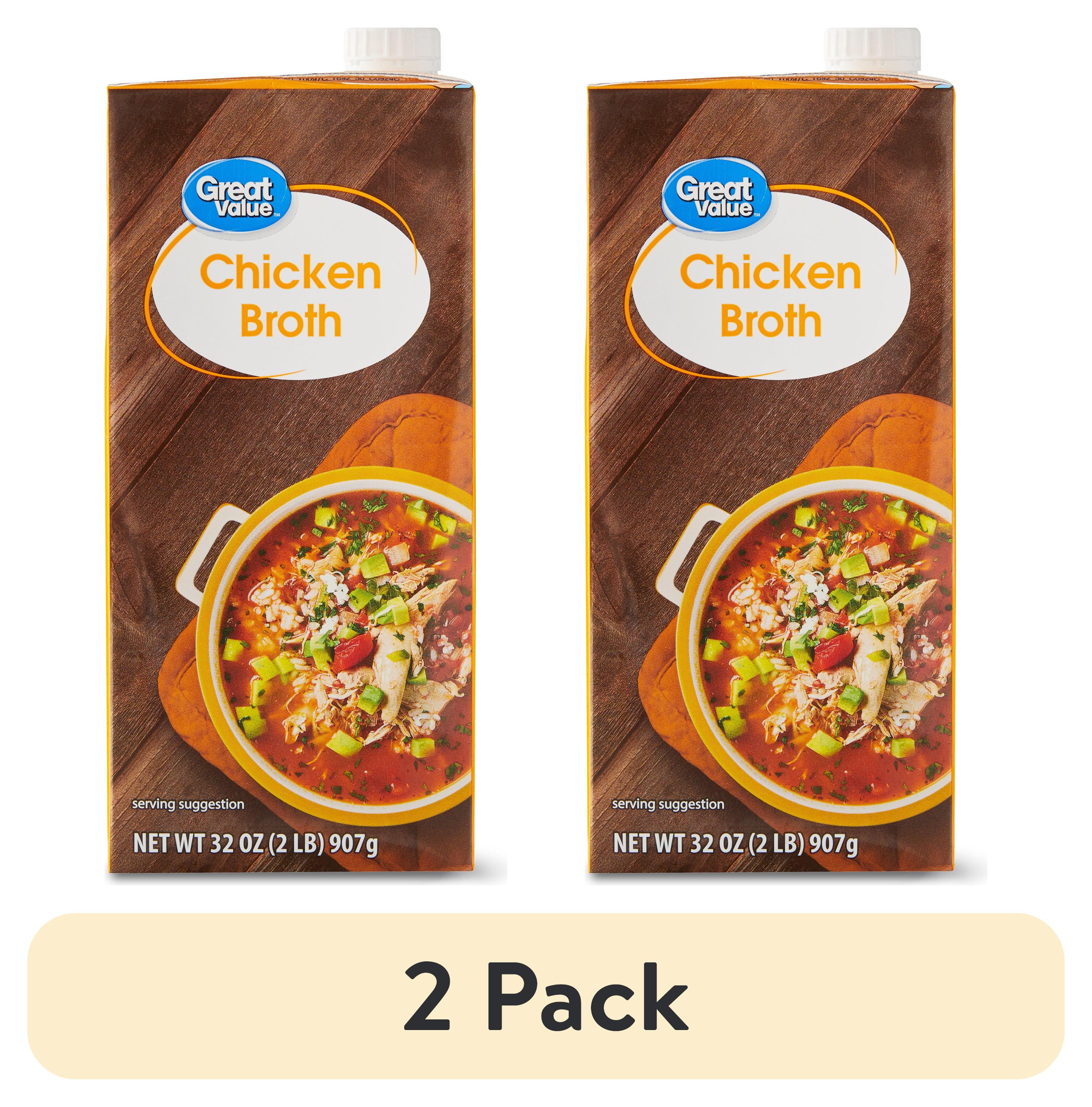 (2 pack) Great Value Gluten-Free Chicken Broth, 32 oz Carton (Shelf-Stable)