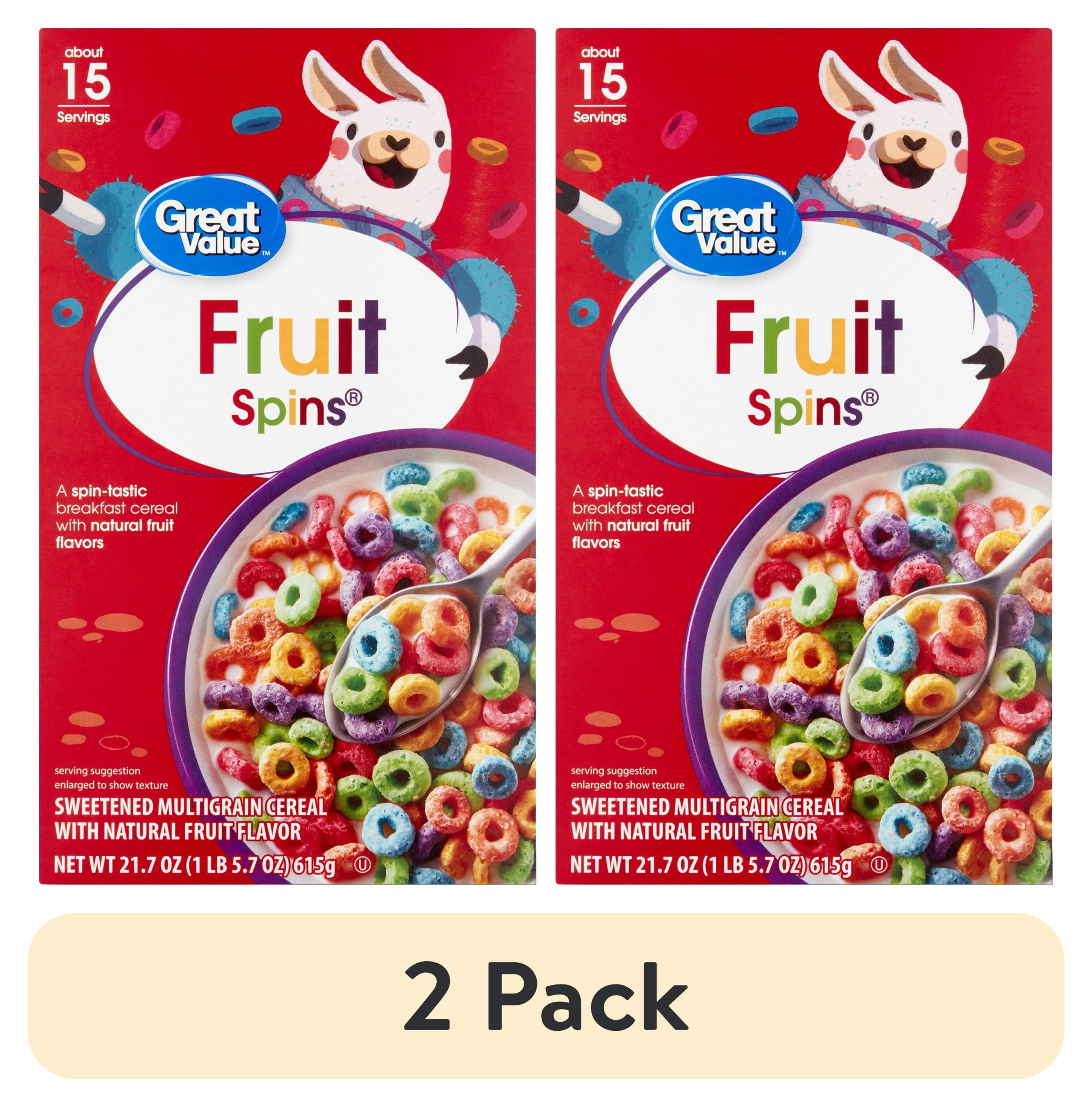 (2 pack) Great Value Fruit Spin Loops, Breakfast Cereal, 21.7 oz