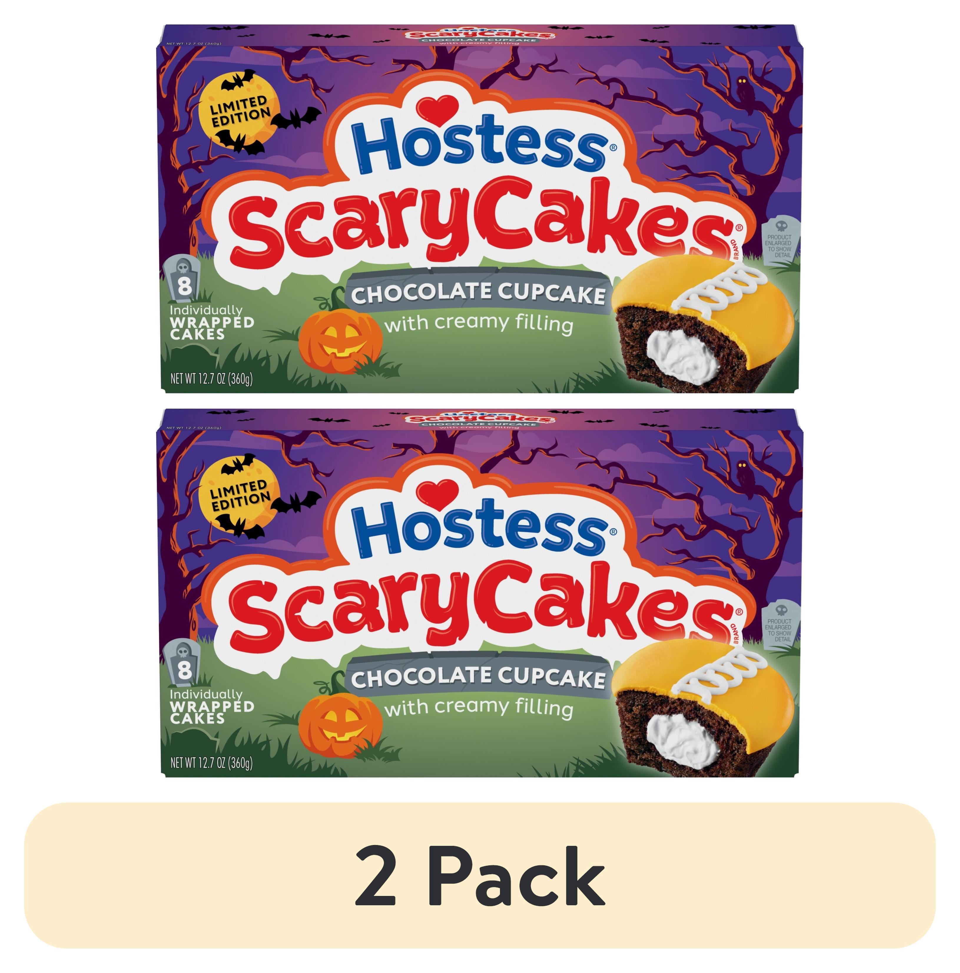 (2 pack) Hostess ScaryCakes Cupcakes, Chocolate Snack Cakes with Creamy Filling, 8 Count Box