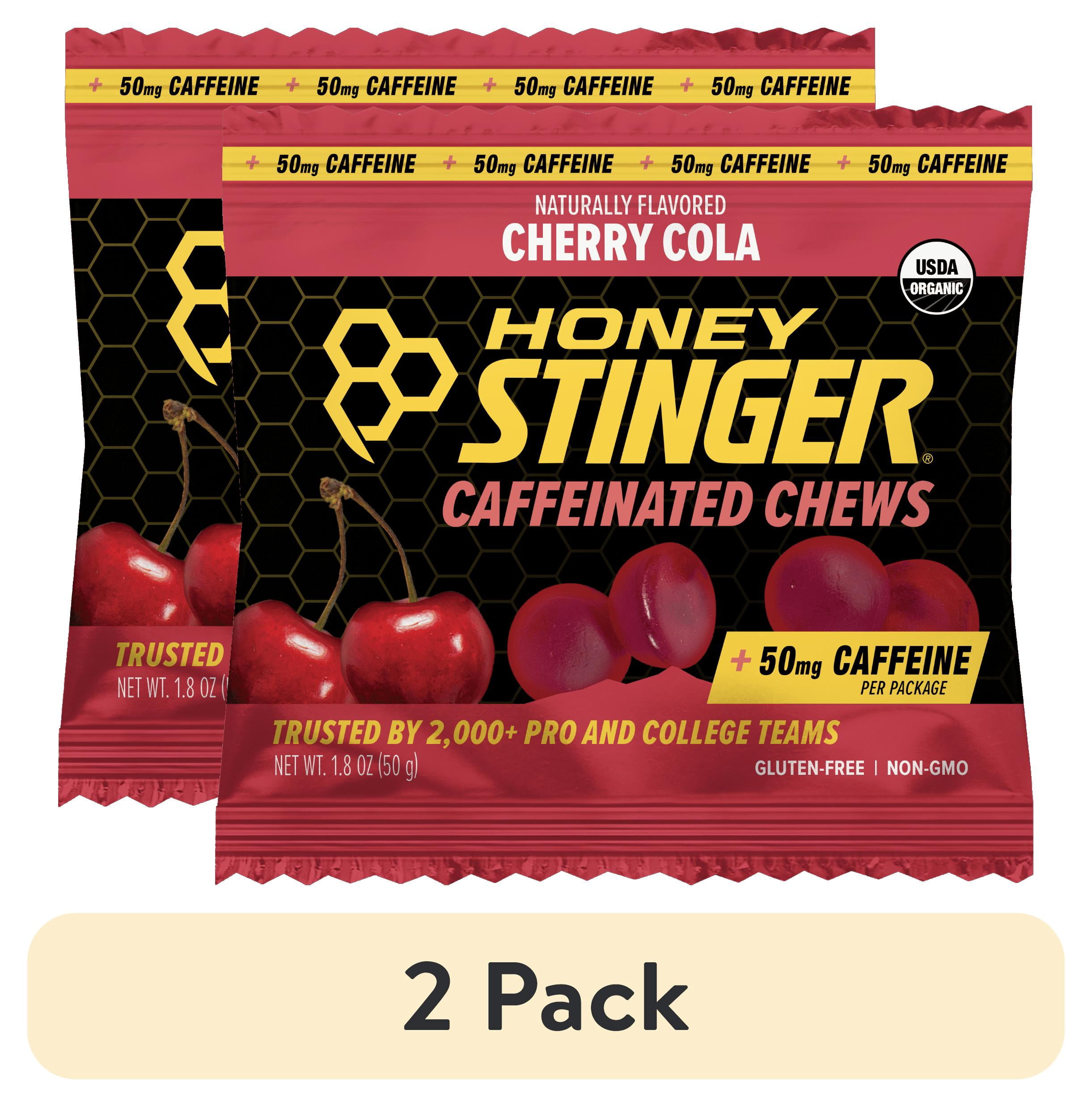 (2 pack) Honey Stinger Organic Gluten-Free Caffeinated Energy Chews, Cherry Cola, 1.8 oz, 1 Count