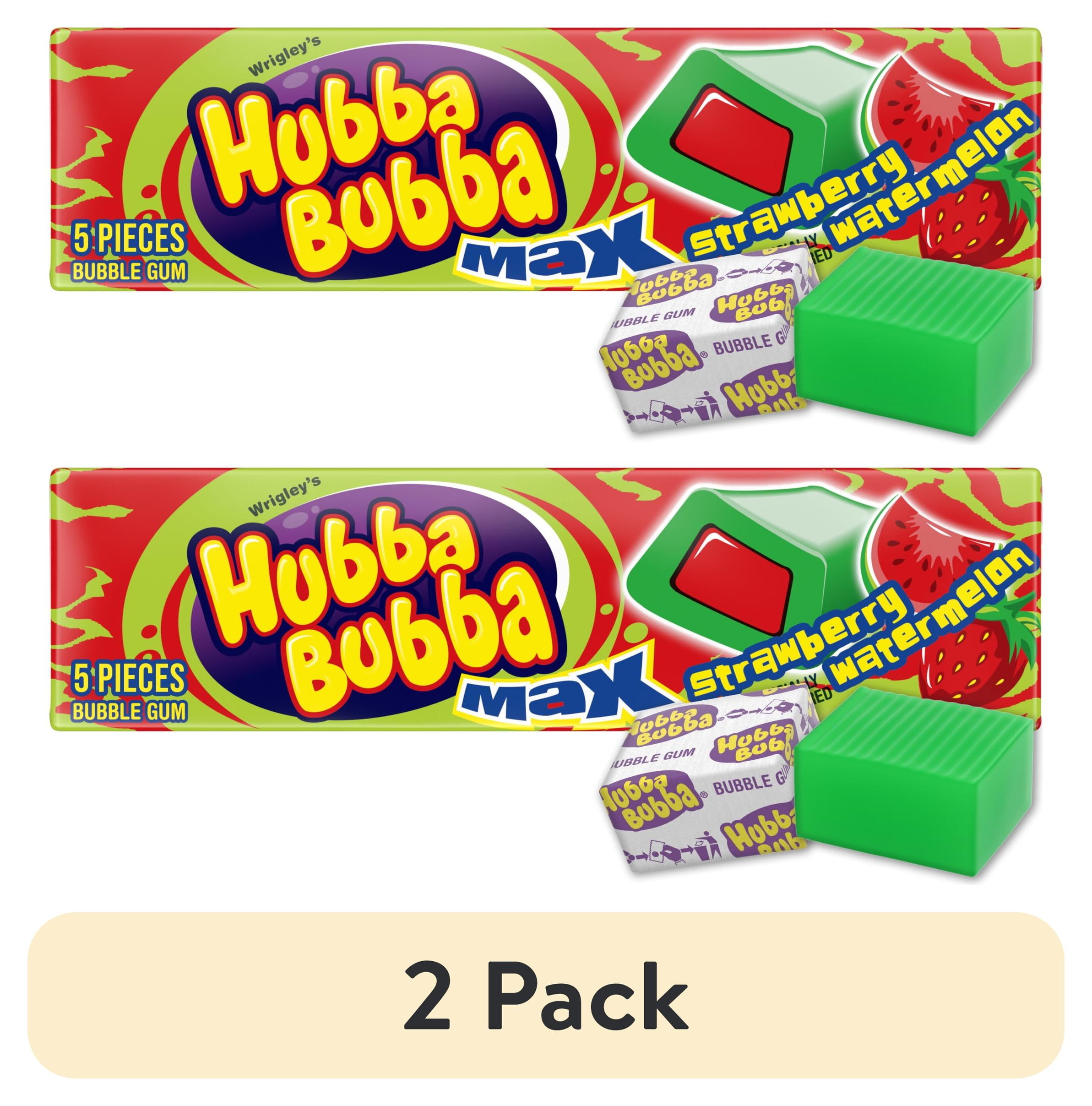 (2 pack) Hubba Bubba Max Strawberry Watermelon Bubble Gum - 5 Piece Pack
