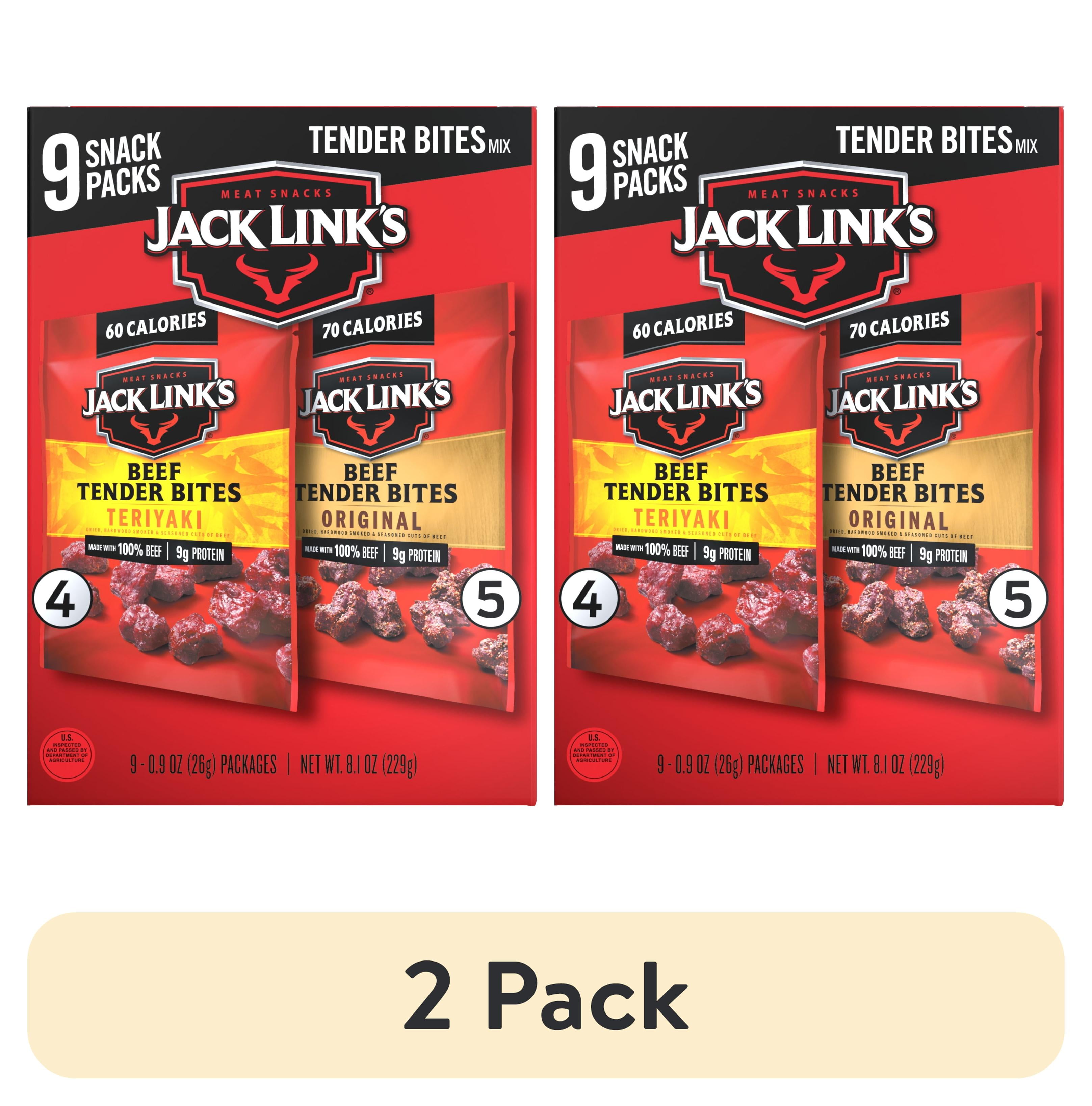 (2 pack) Jack Link's Original and Teriyaki Beef Tender Bites, 9 Pack