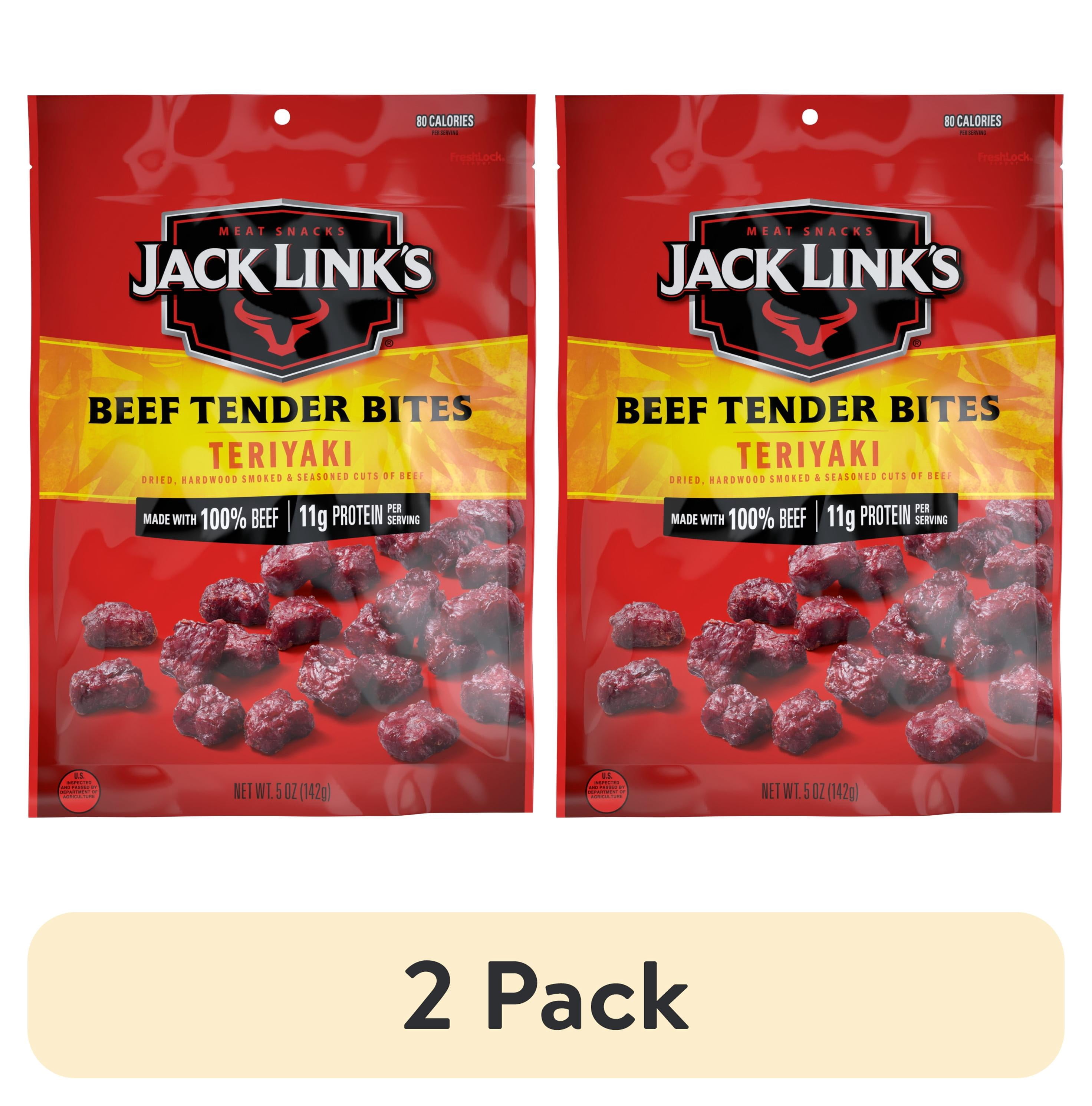 (2 pack) Jack Links Teriyaki Beef Tender Bites, Made with 100% Beef, 5 Ounce, Resealable Bag