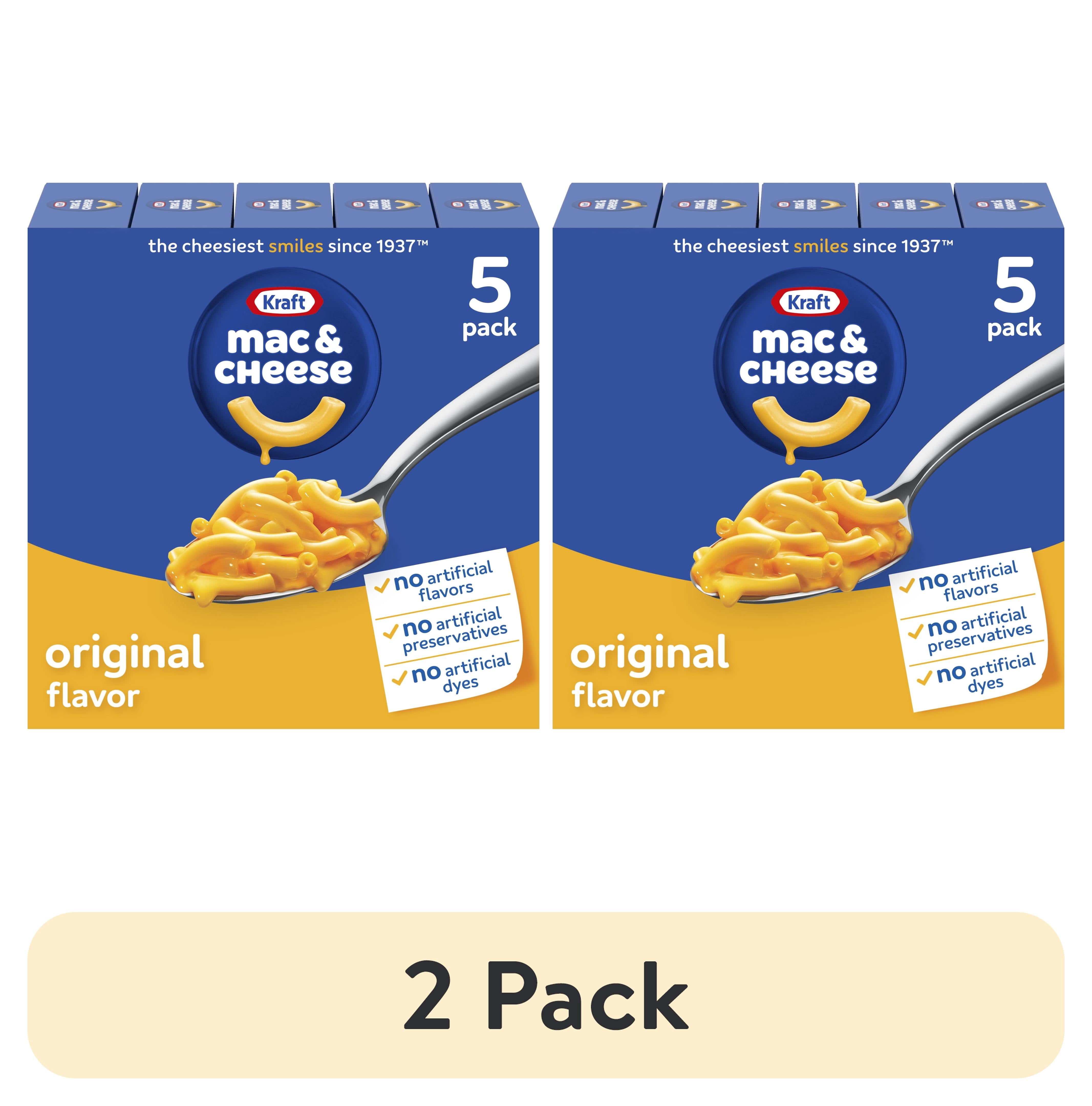 (2 pack) Kraft Mac and Cheese, 5 Boxes, for Easy Dinner or Dinner Sides, Original Flavor, No Artificial Flavors, Preservatives or Dyes, 7.25 oz