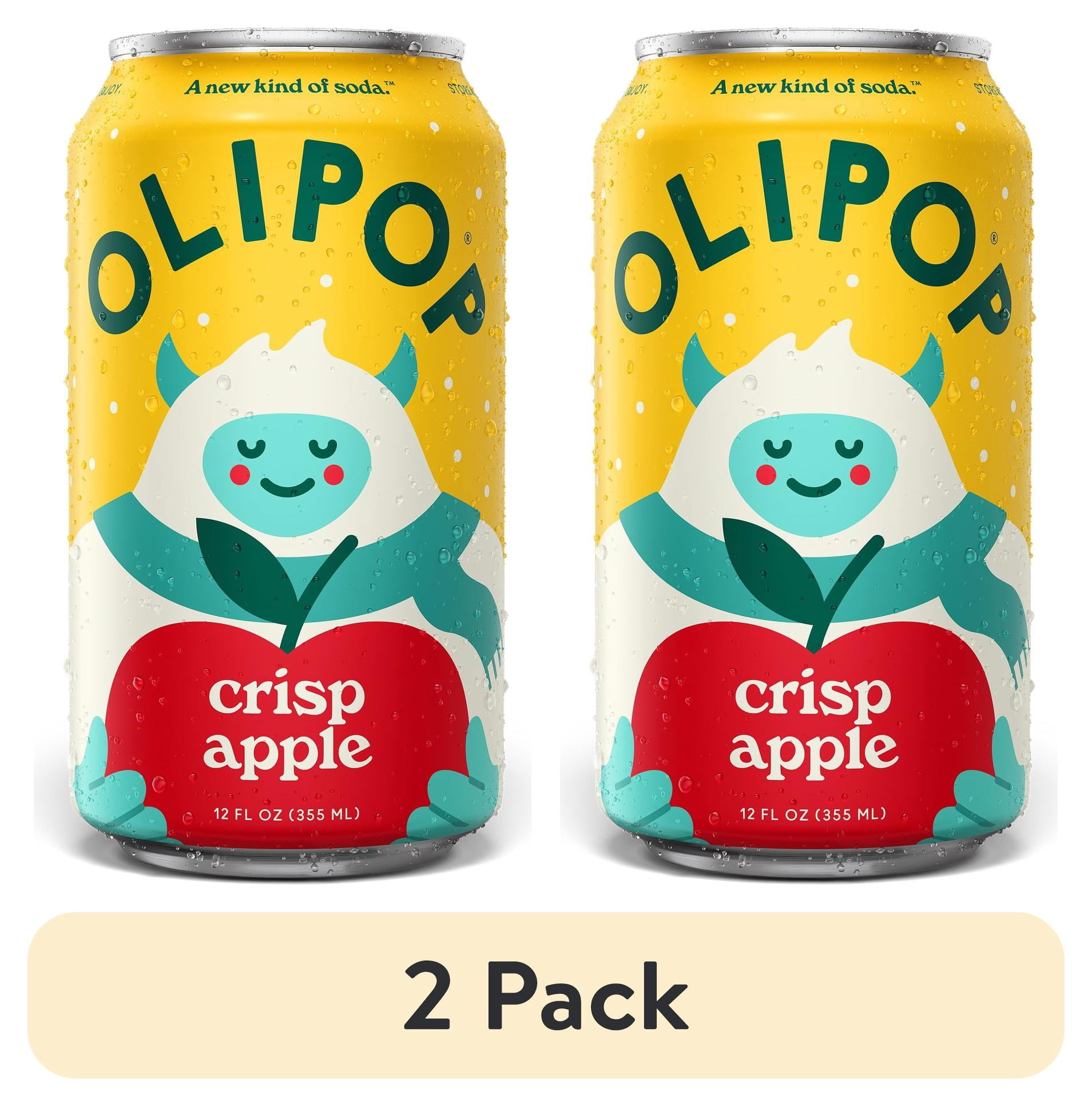 (2 pack) OLIPOP 6g Fiber Prebiotic Soda, Crisp Apple, 12 fl oz, Single, Shelf Stable