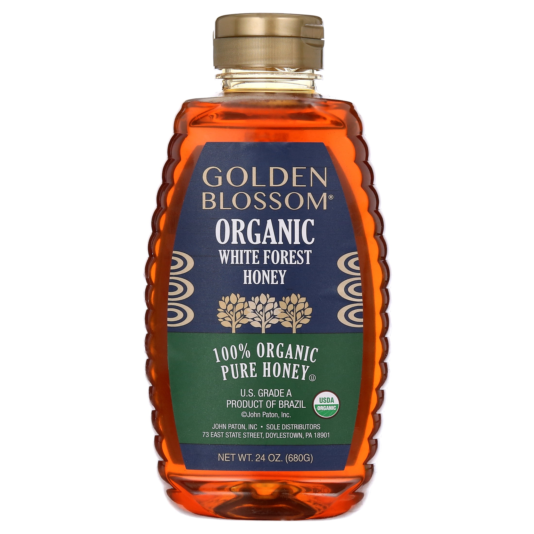 Golden Blossom Organic Honey: 100% Unfiltered Honey Imported from Brazil, 24oz bottle, Gluten-Free, Packaged in a Peanut Free and Tree-Nut Free Facility.