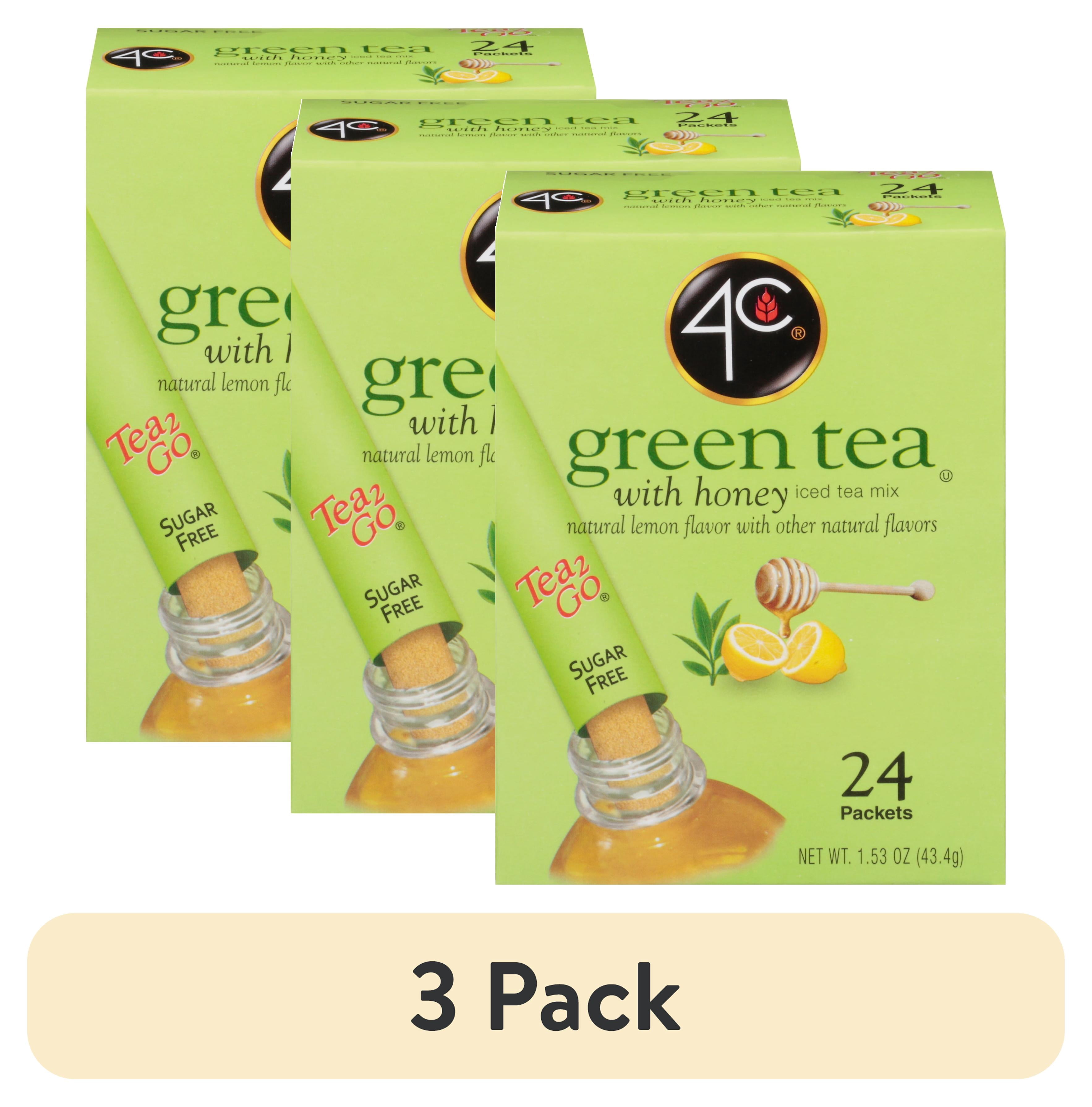 (3 pack) 4C 24 Packets Tea2Go Green Tea with Honey Sticks