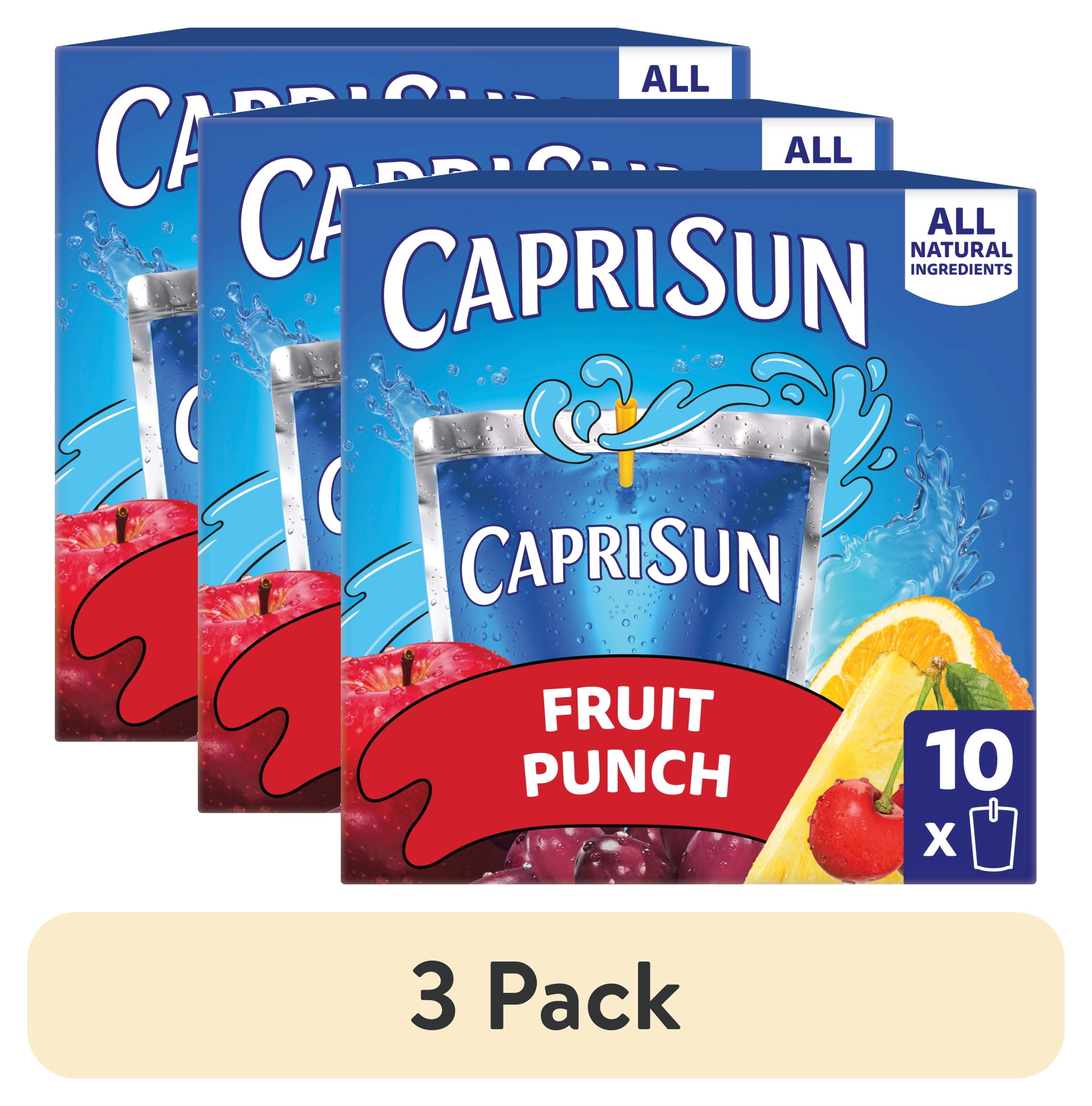 (3 pack) Capri Sun Flavored with Other Natural Flavor Juice Drink Blend, 10 Pouches, for School Lunches and On-the-Go Hydration, Fruit Punch, All Natural Ingredients, 6 fl oz