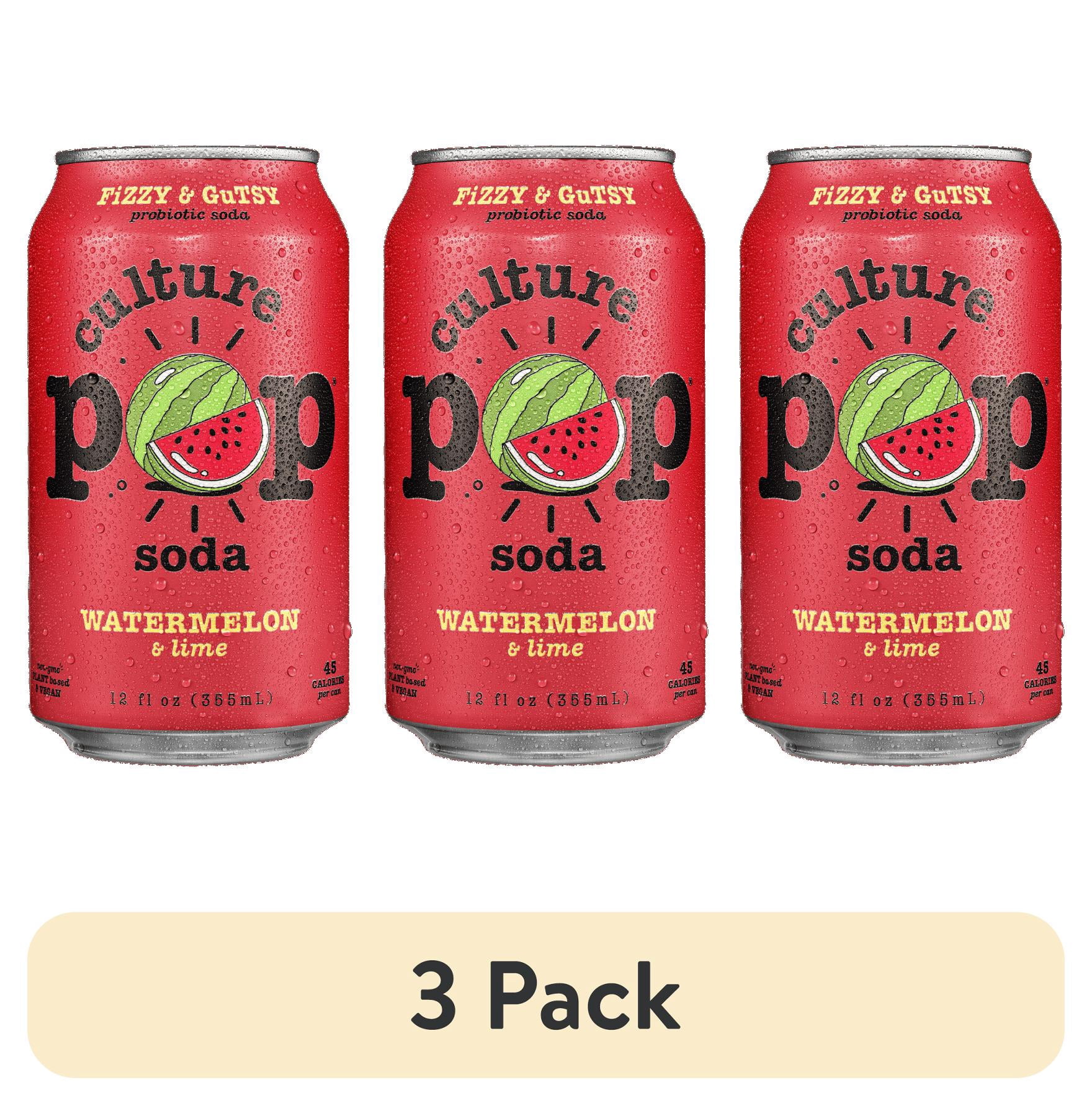 (3 pack) Culture Pop Soda Watermelon, Probiotic Soda, 12 fl oz