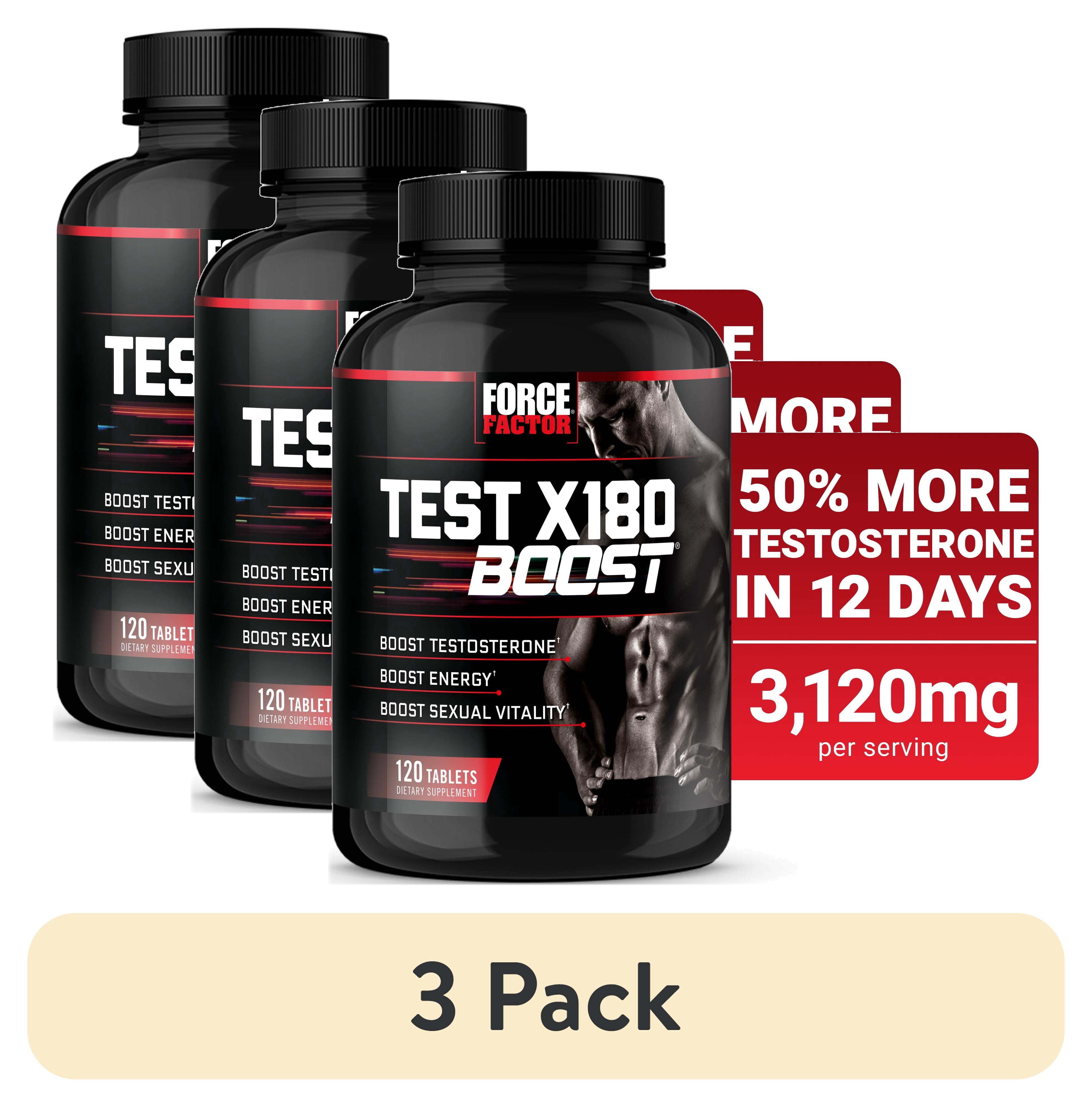 (3 pack) Force Factor Test X180 Boost, Testosterone Booster for Men with Boron, Fenugreek & Tribulus Terrestris for Muscle, Libido & Mens Health, 120 Tablets