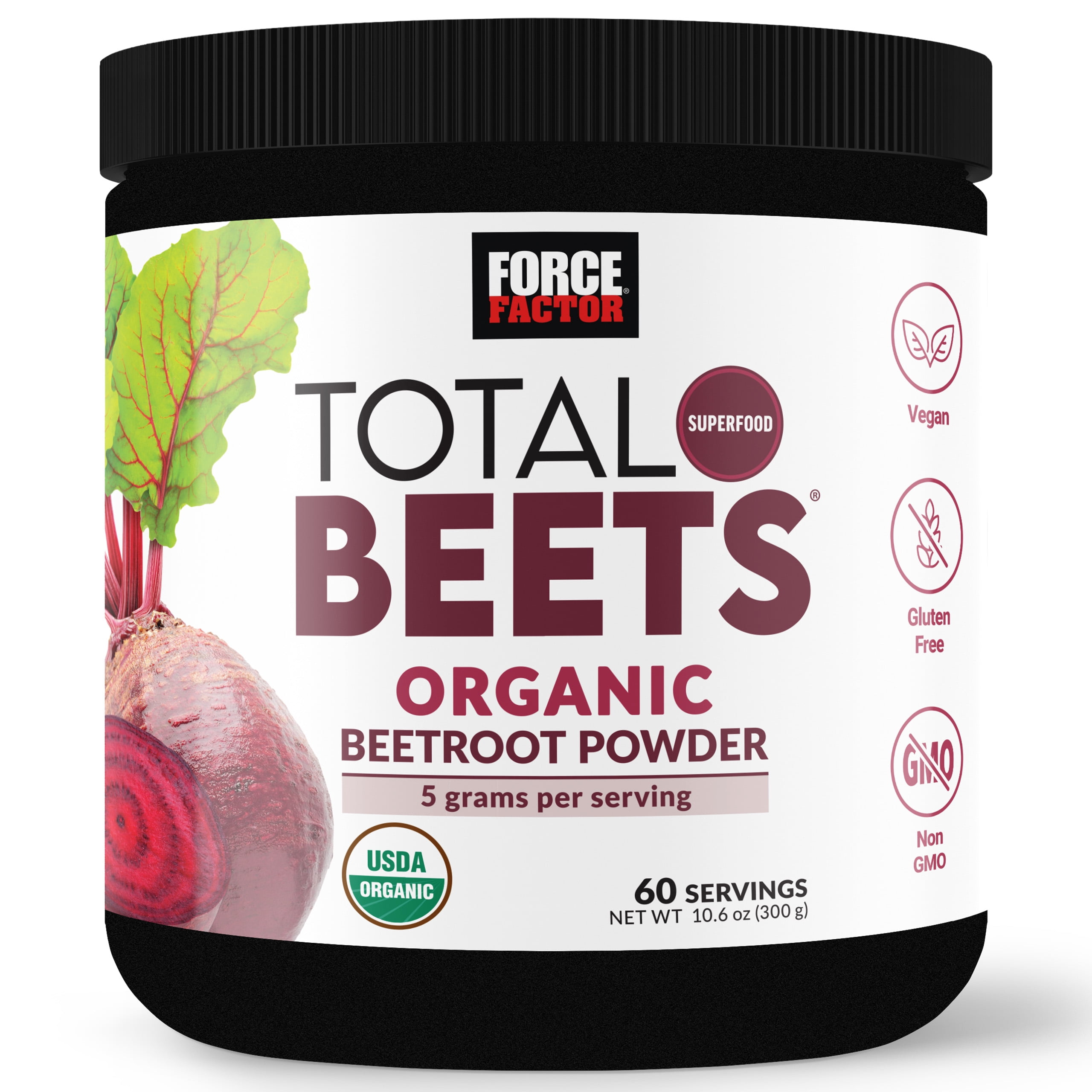 (3 pack) Force Factor Total Beets Organic Beet Root Powder, Beetroot Supplement for Circulation & Blood Flow, USDA-Certified Organic, Unflavored, 60 Servings