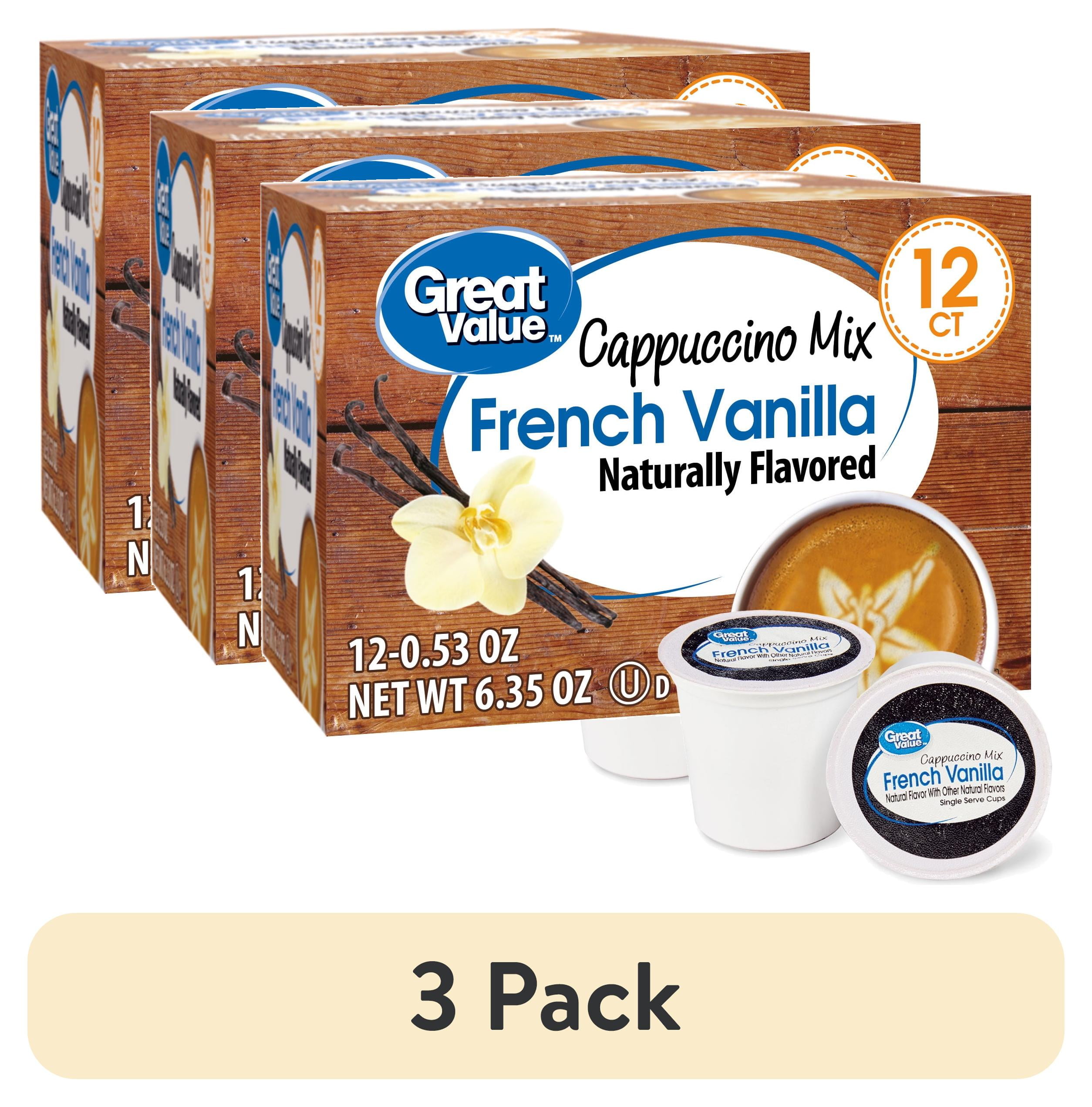 (3 pack) Great Value French Vanilla Cappuccino Mix Medium Roast Coffee Pods, 12 Count