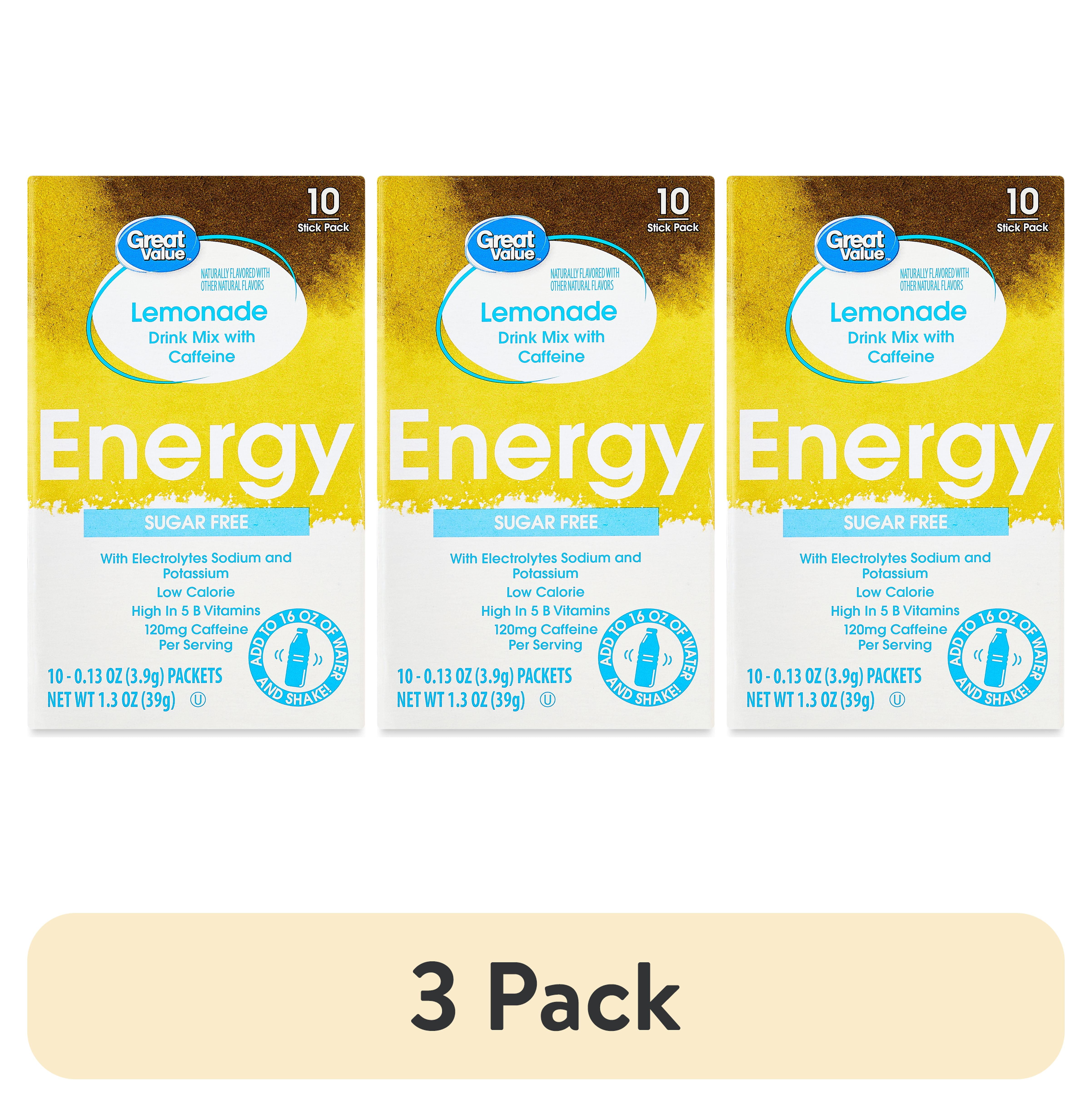 (3 pack) Great Value Lemonade Liquid Drink Mix, 0.13 oz, 10 Count