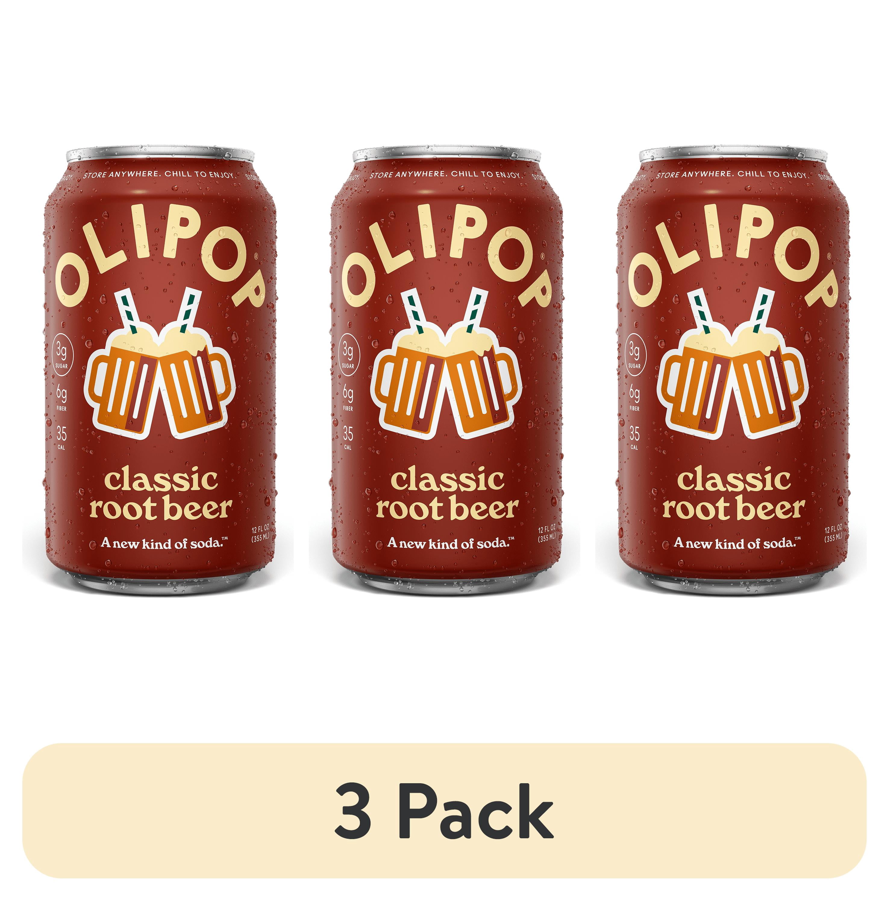 (3 pack) OLIPOP 6g Fiber Prebiotic Soda, Classic Root Beer, 12 fl oz, Single, Shelf Stable