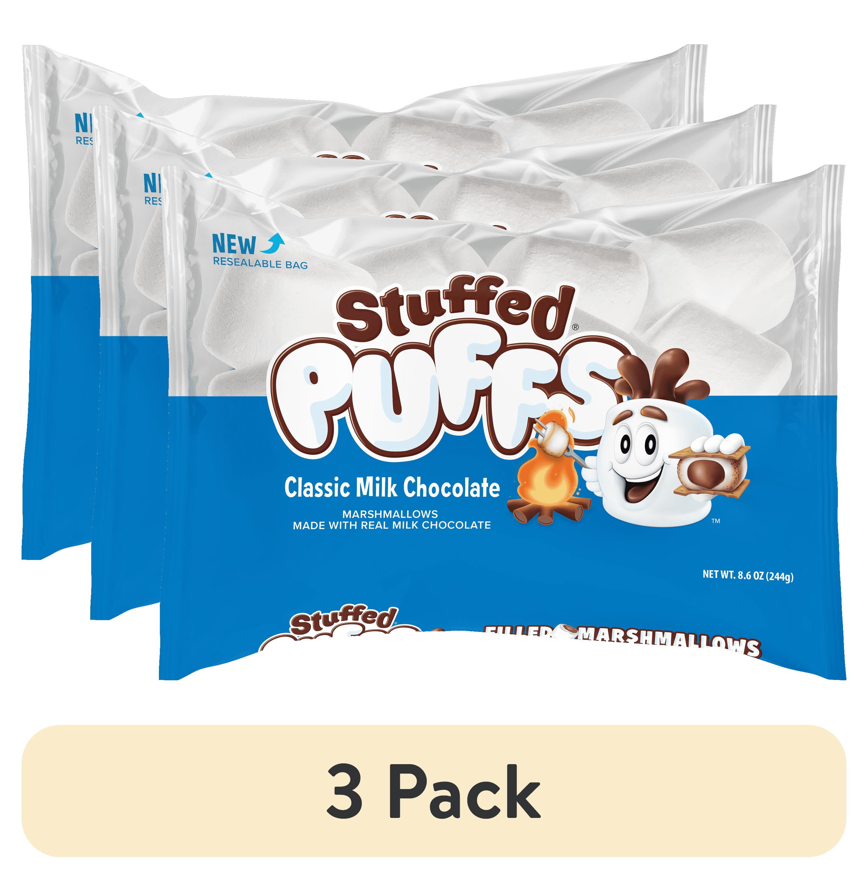 (3 pack) Stuffed Puffs Chocolate Filled Vanilla Marshmallows, 8.6oz Bag