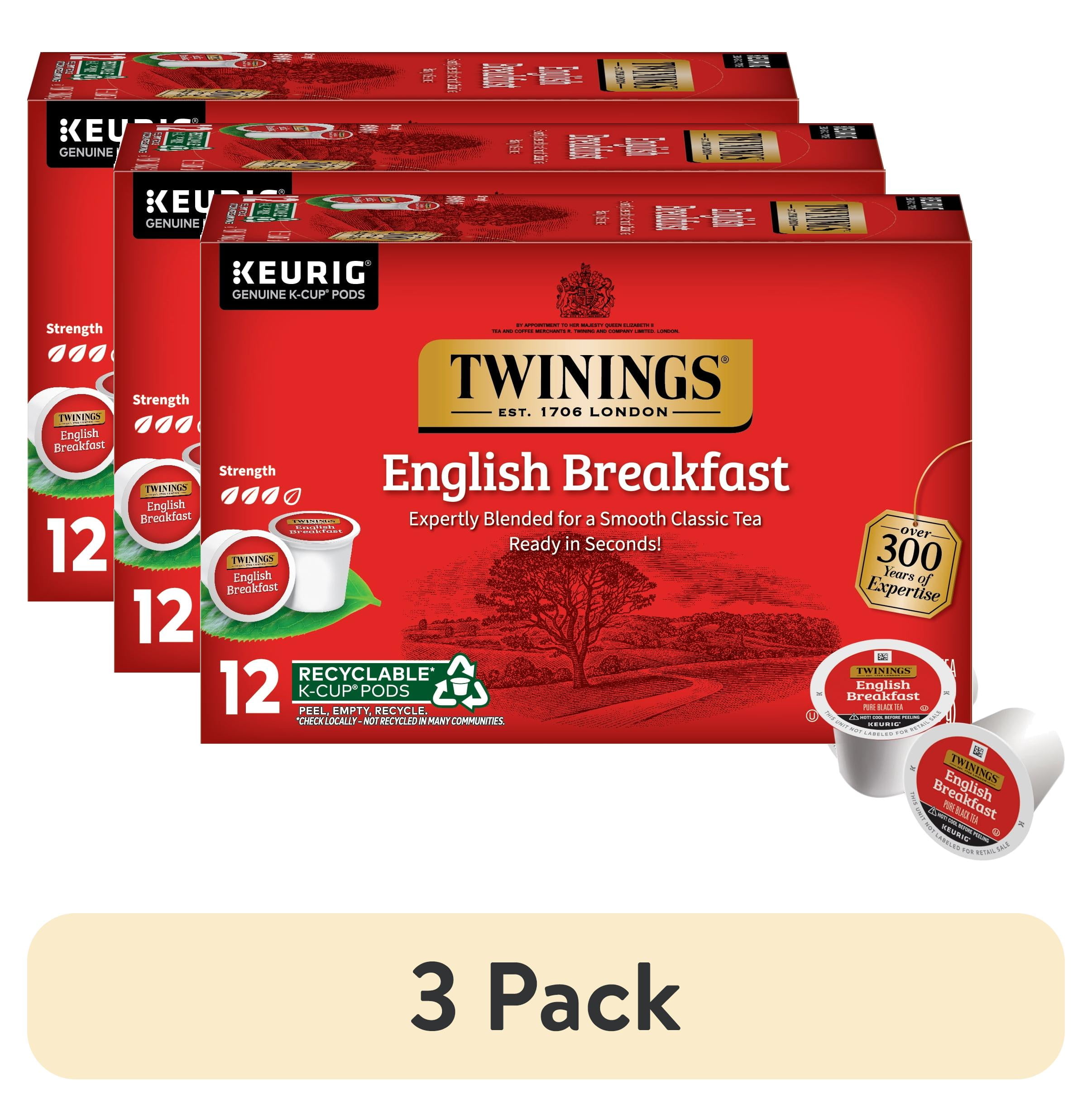 (3 pack) Twinings English Breakfast Black Tea K-Cup Pods, Naturally Caffeinated, Robust, 12 Count