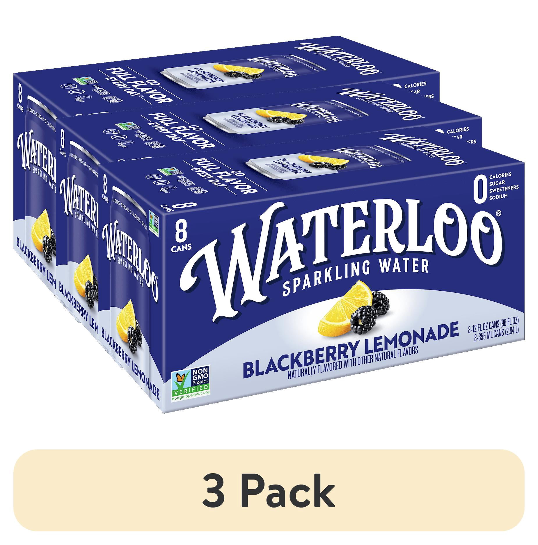 (3 pack) Waterloo Sparkling Water, Blackberry Lemonade, 12 fl oz, 8 Pack Cans