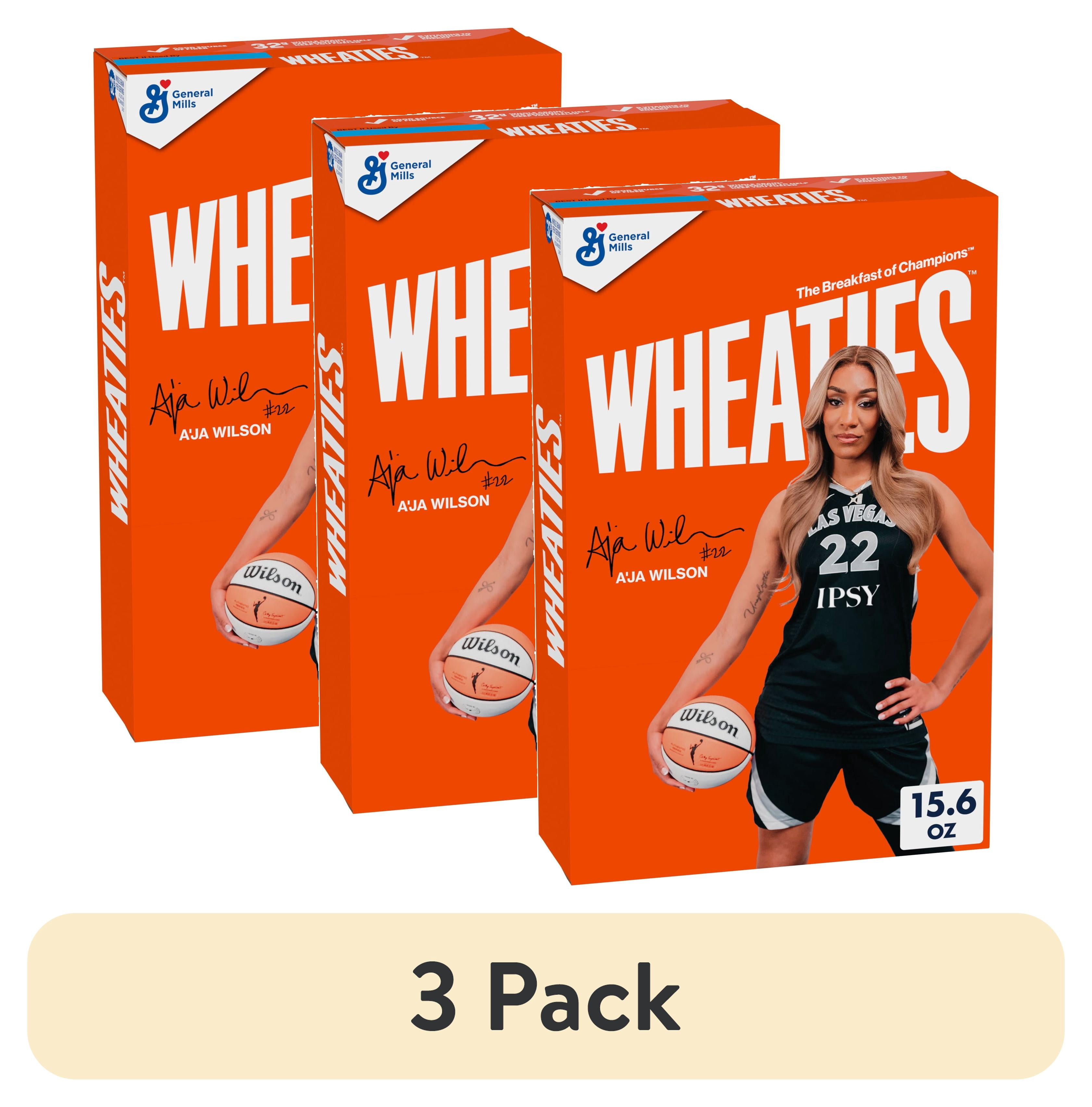 (3 pack) Wheaties Cereal, Breakfast of Champions, A'ja Wilson Cereal Box, 15.6 oz