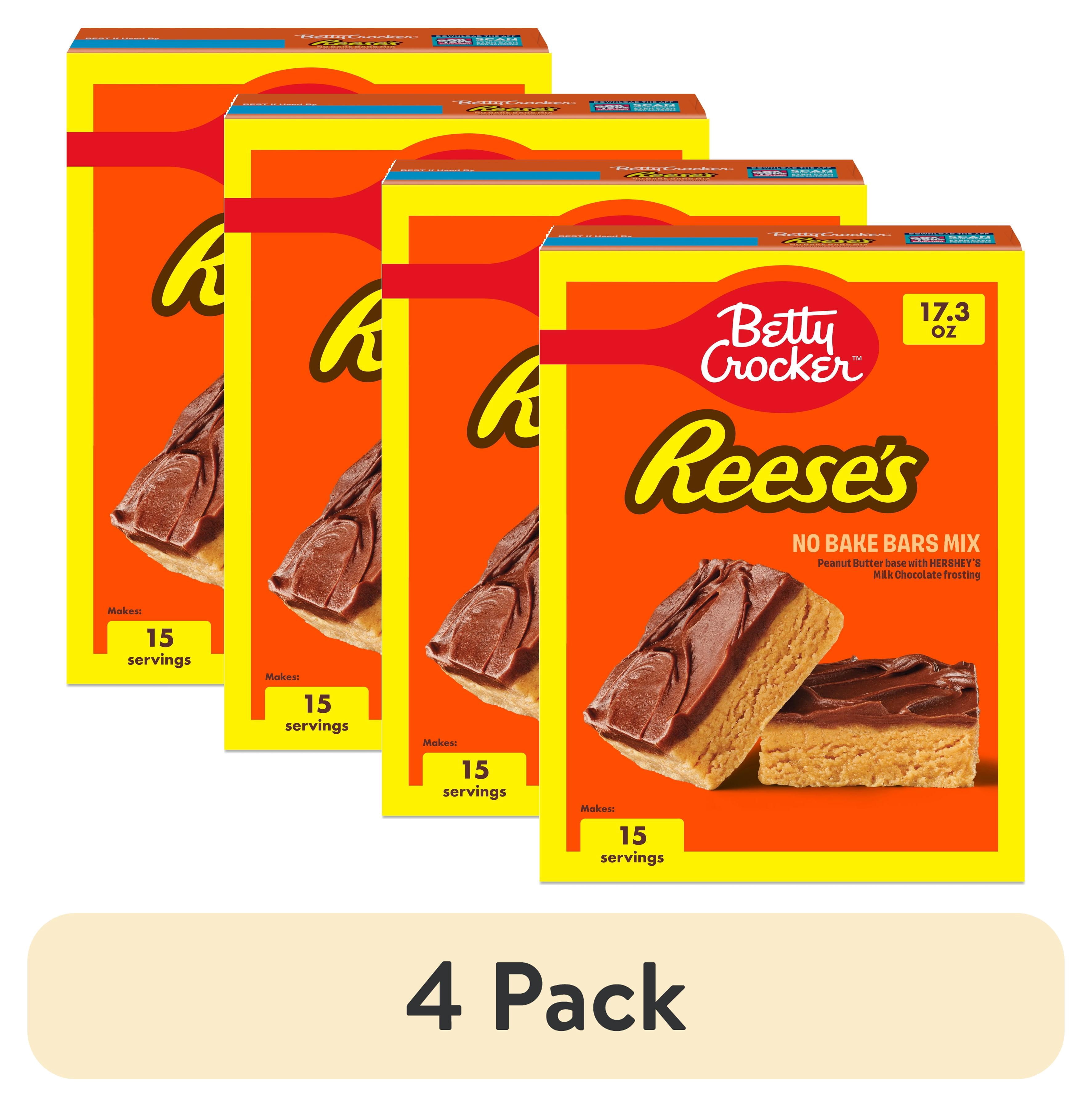 (4 pack) Betty Crocker REESE'S Peanut Butter No Bake Bars Mix With HERSHEYS Frosting, 17.3 oz