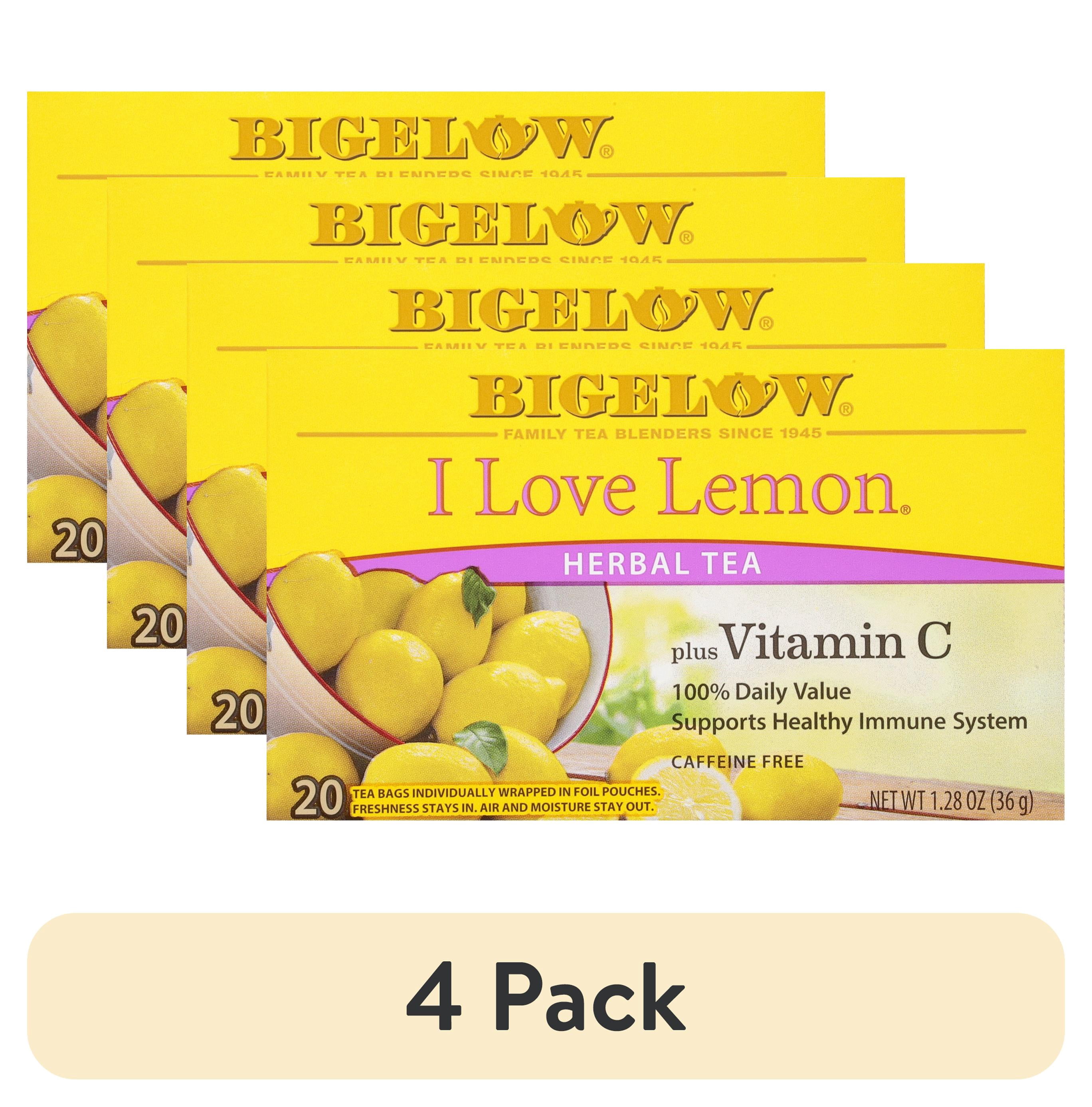 (4 pack) Bigelow I Love Lemon with Vitamin C Herbal Tea, 20 Count