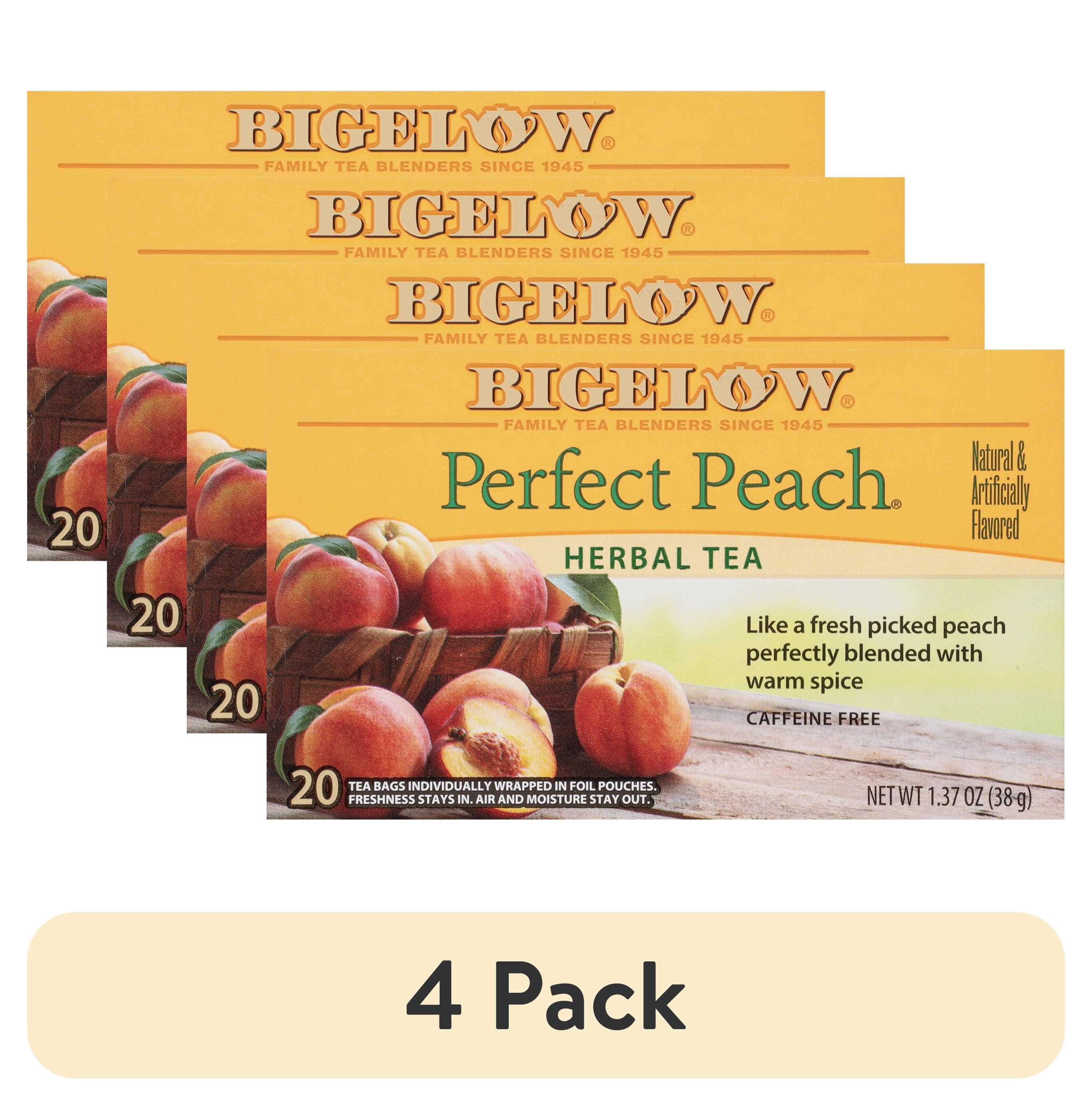 (4 pack) Bigelow Perfect Peach, Caffeine Free, Herbal Tea Bags, 20 Count