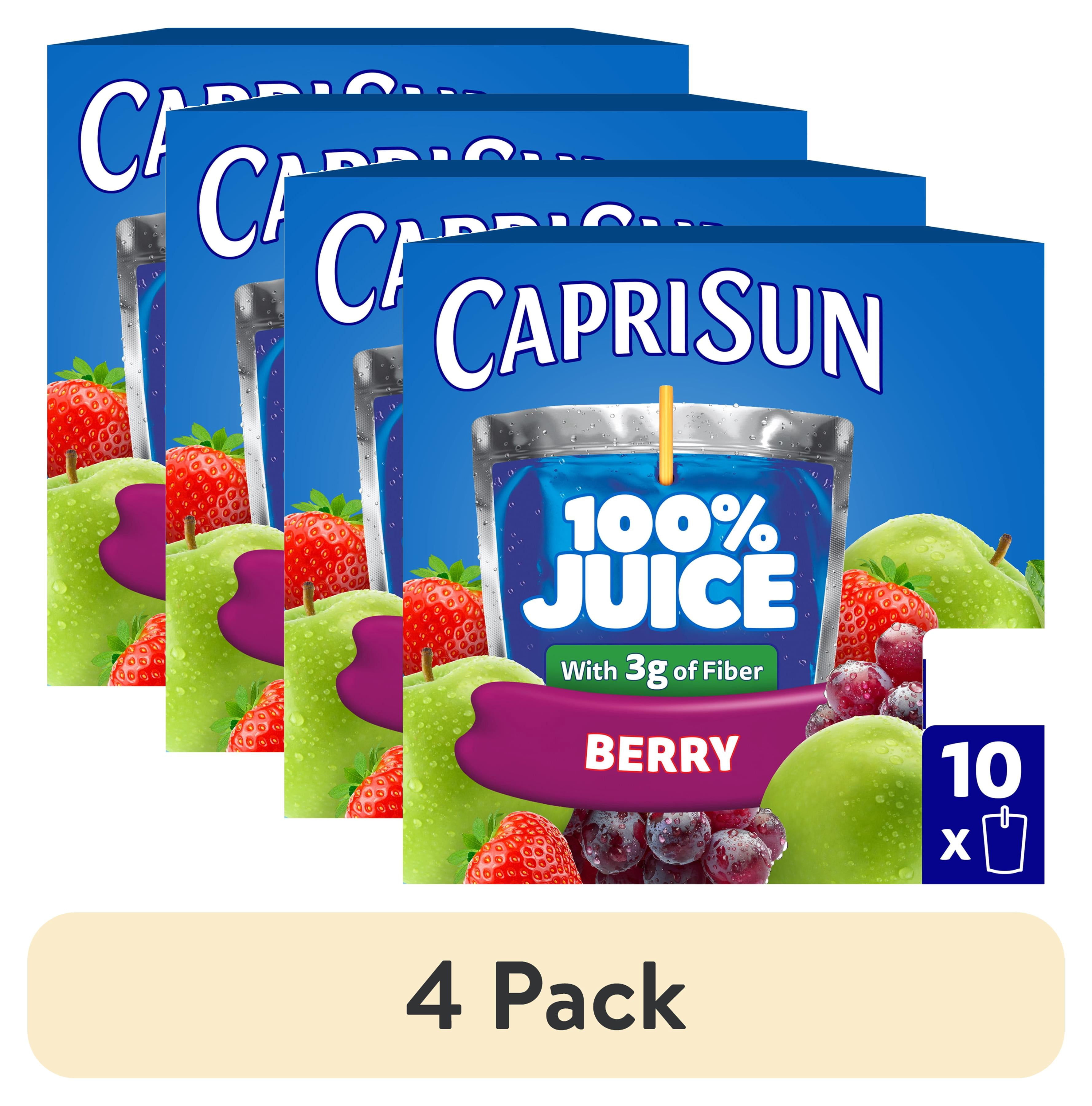 (4 pack) Capri Sun 100% Juice Blend from Concentrate Juice Boxes, 10 Pouches, for School Lunches and On-the-Go Hydration, Berry with Added Ingredients and Other Natural Flavor, All Natural Ingredients, 6 oz