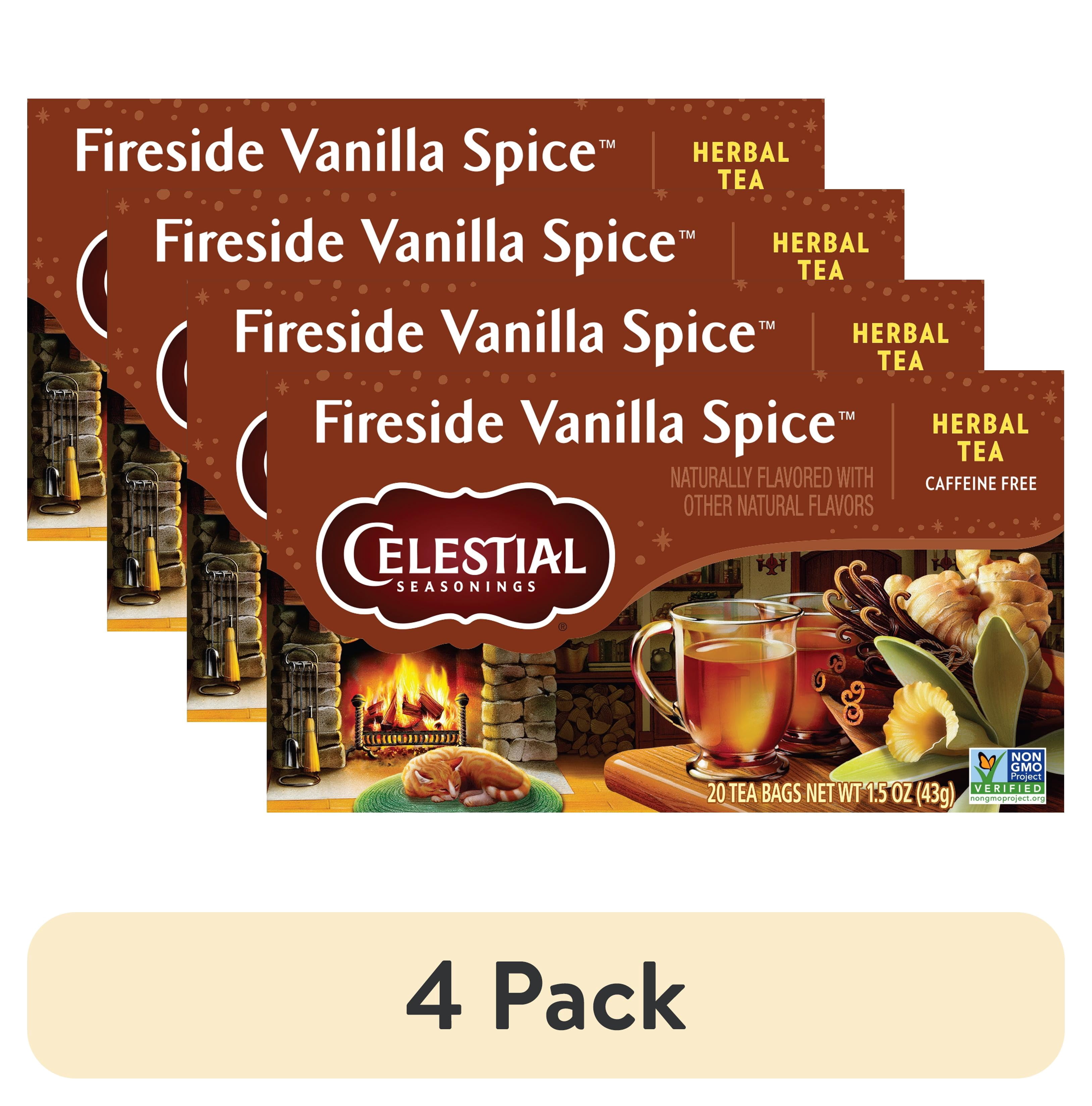 (4 pack) Celestial Seasonings Fireside Vanilla Spice Caffeine-Free Herbal Tea Bags (20 Count)