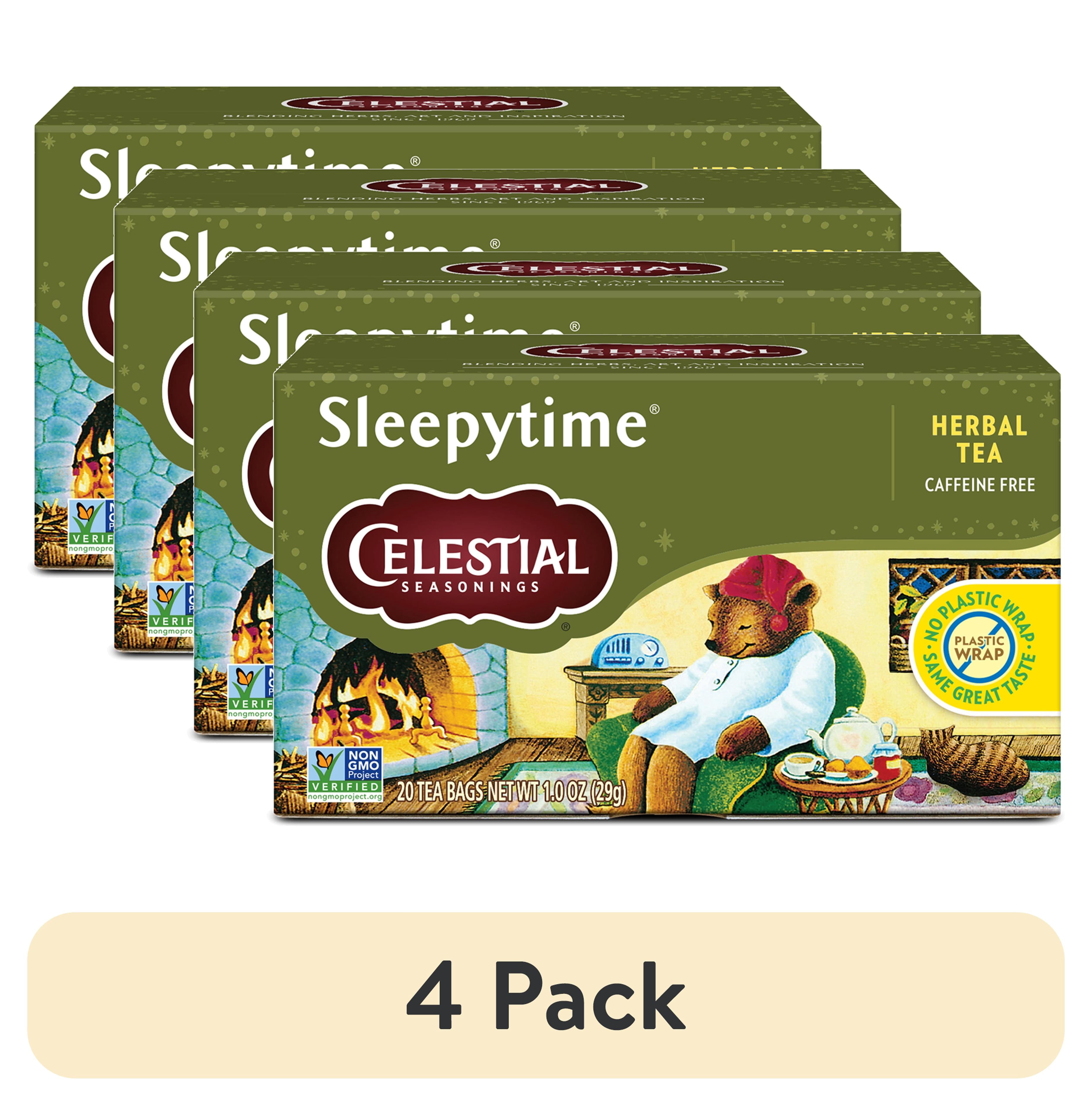 (4 pack) Celestial Seasonings Sleepytime Caffeine-Free Herbal Tea Bags (20 Count)