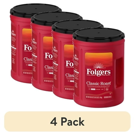 (4 pack) Folgers Classic Roast Medium Roast Ground Coffee, Limited Edition Canister for Americas 250th Anniversary, 40.3 oz