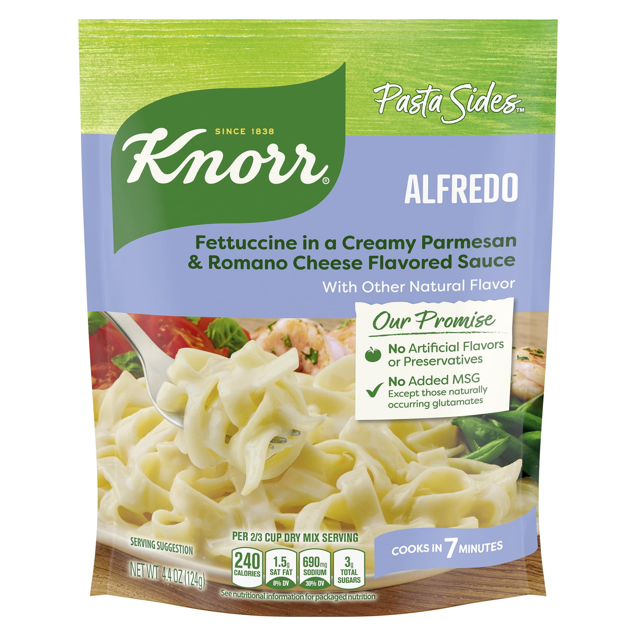 (4 pack) Knorr Pasta Sides Alfredo Fettuccine Made with No Artificial Flavors, 4.4 Oz Pouch
