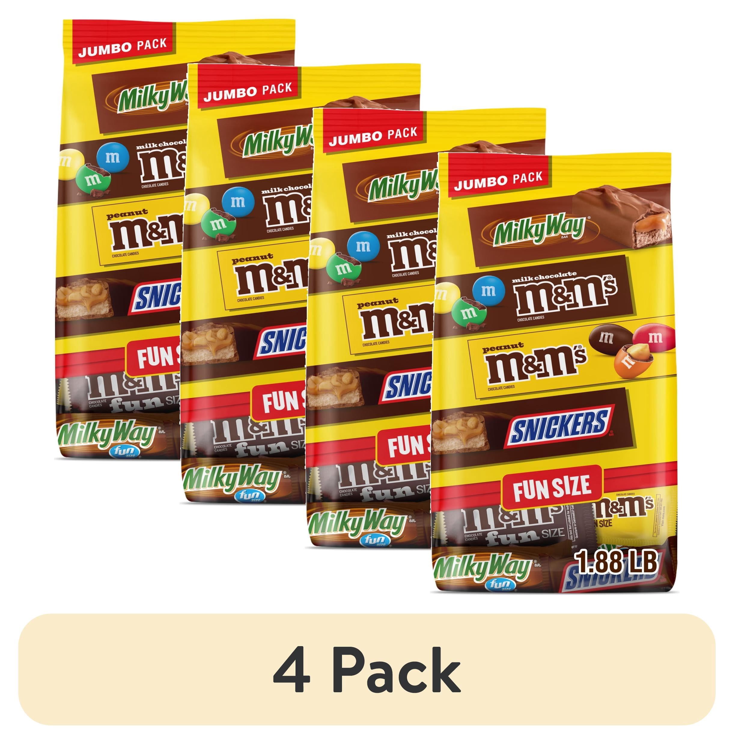 (4 pack) M&M's, Snickers & Milky Way Fun Size Chocolate Candy Variety pack - Bulk Bag