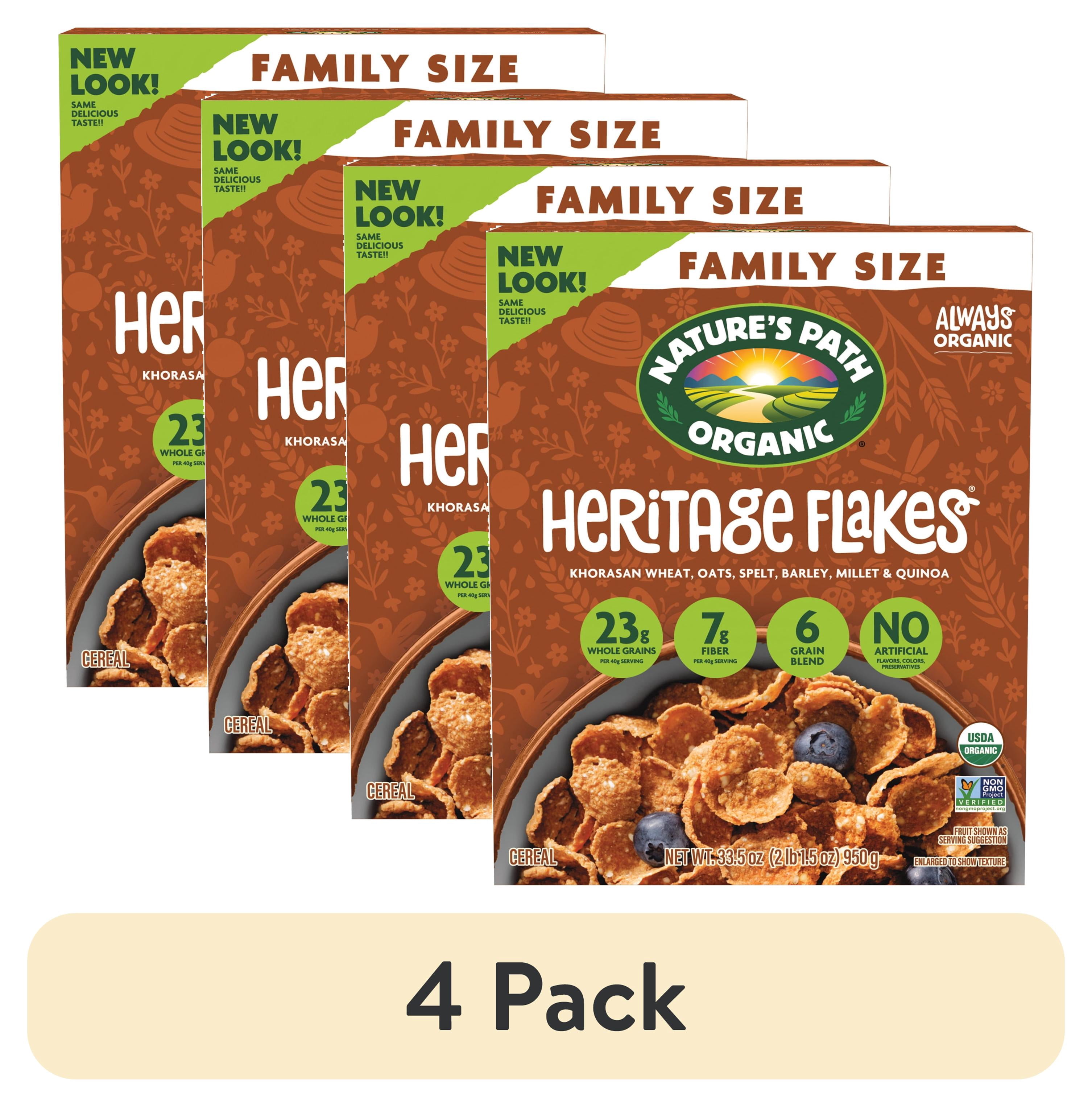 (4 pack) Nature's Path Organic Breakfast Cereal, Heritage Flakes, 33.5oz Box